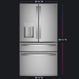 GE STAINLESS PROFILE 28CU FRENCH DOOR SMART 4-DOOR REFRIGERATOR - Pearl Silver - Refrigerators - Additional View 4