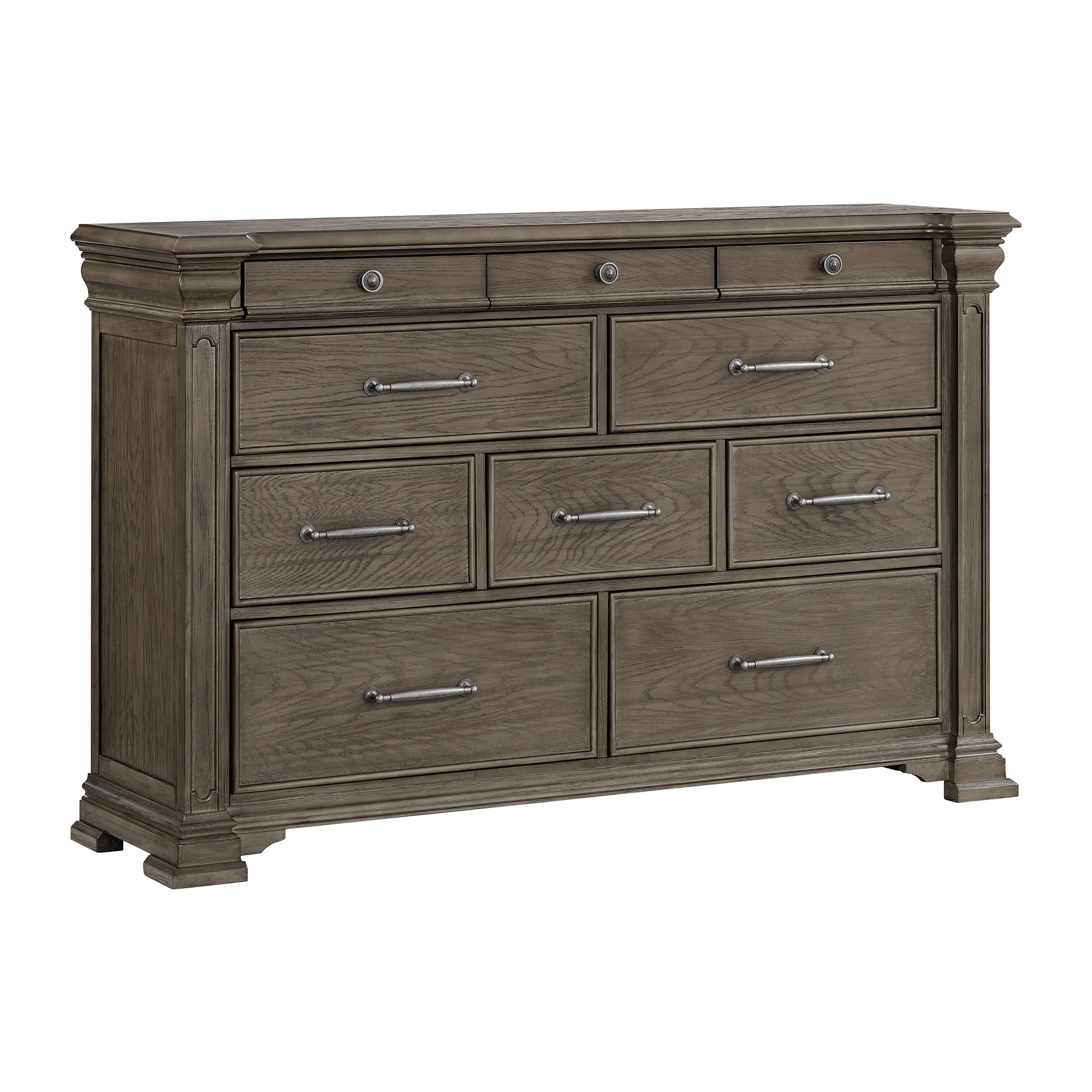 Elements International - KINGS COURT GREY DRESSER - Dark Gray Wood - Dresser & Mirror