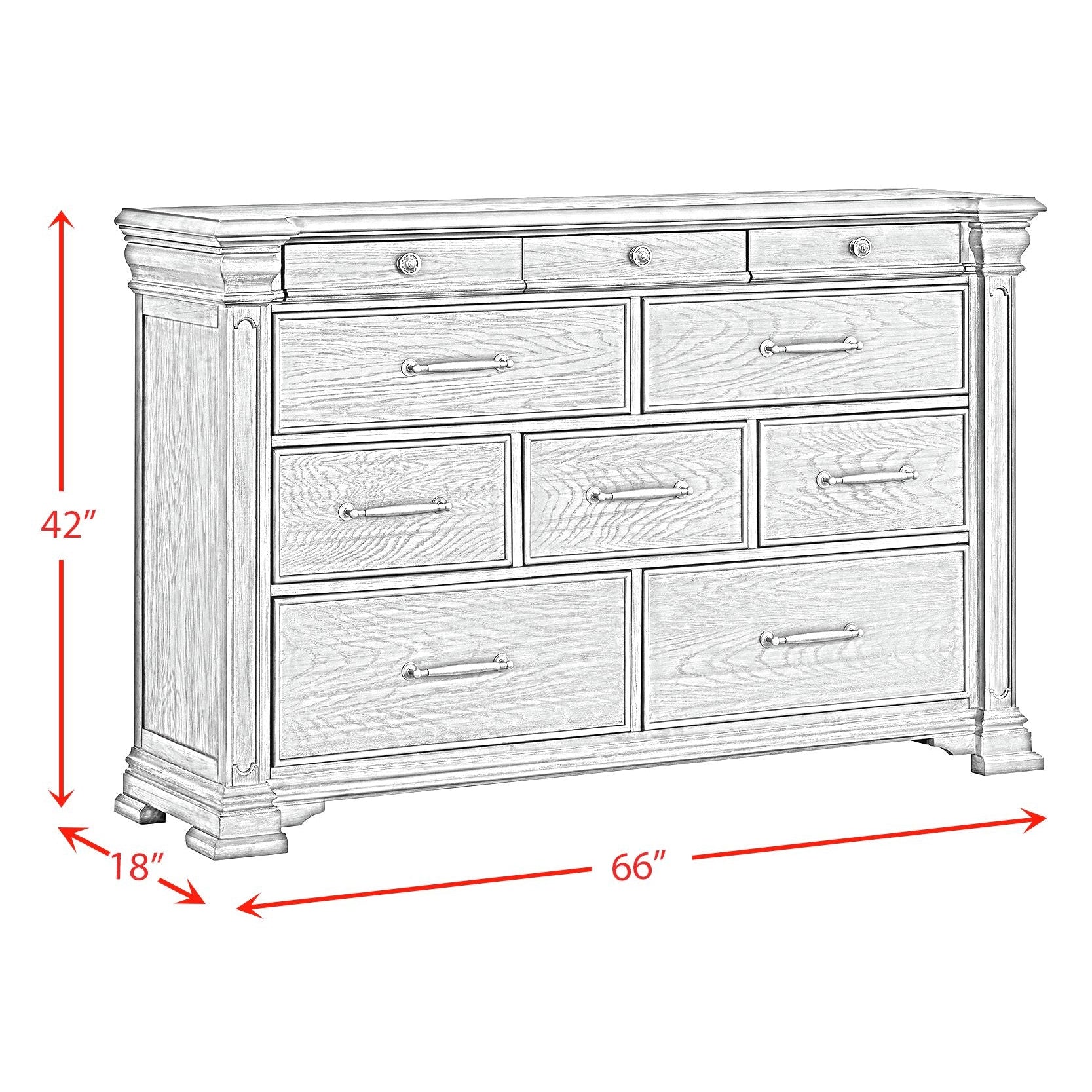Elements International - KINGS COURT GREY DRESSER - Dark Gray Wood - Dresser & Mirror - Additional View 7
