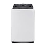 A top loading semi-automatic washing machine with a white body and a black control panel on top, shown against a plain white background.
