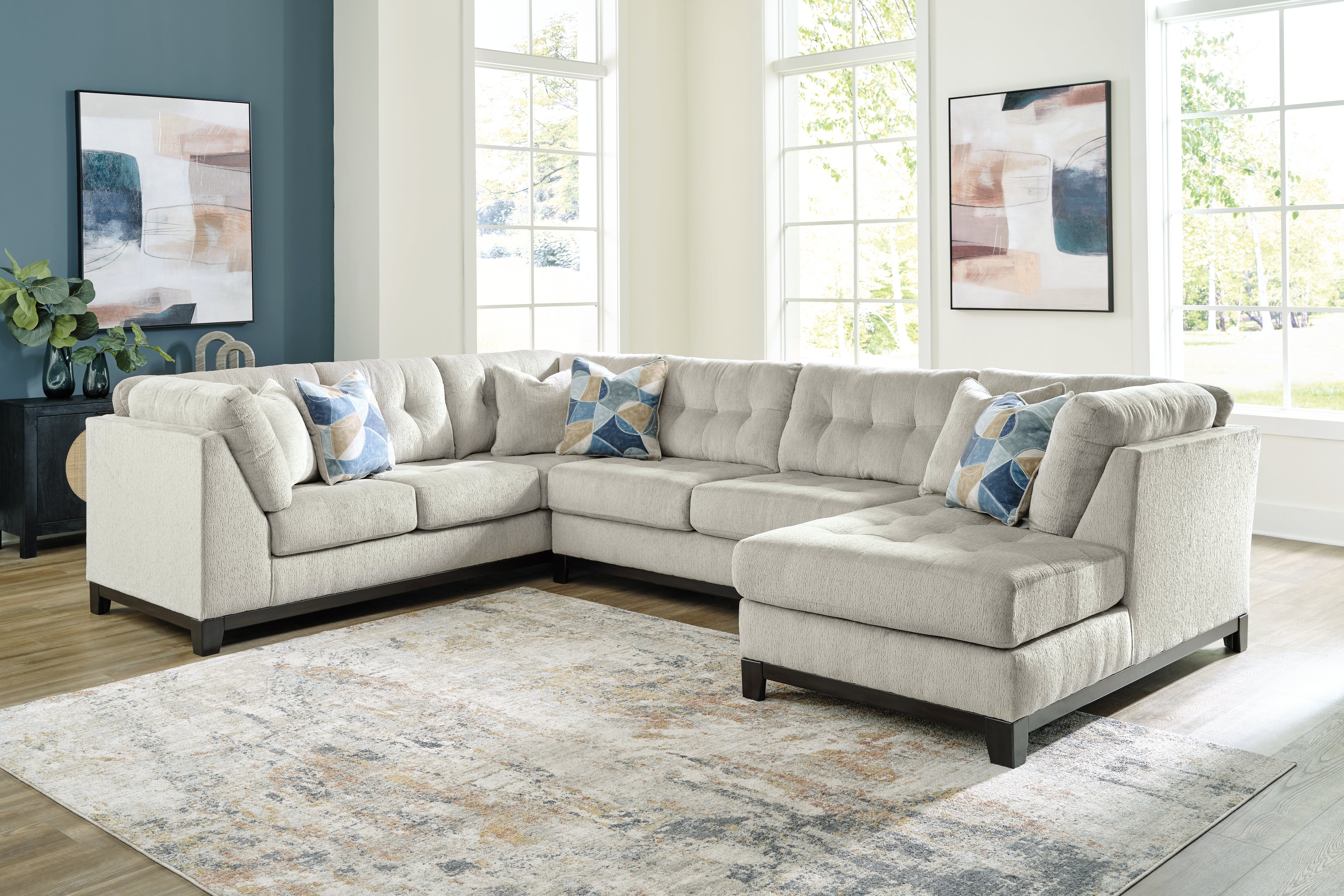 Ashley Furniture - MAXON PLACE STONE 3 PIECE SECTIONAL - Beige Fabric - Sectionals - Additional View 3