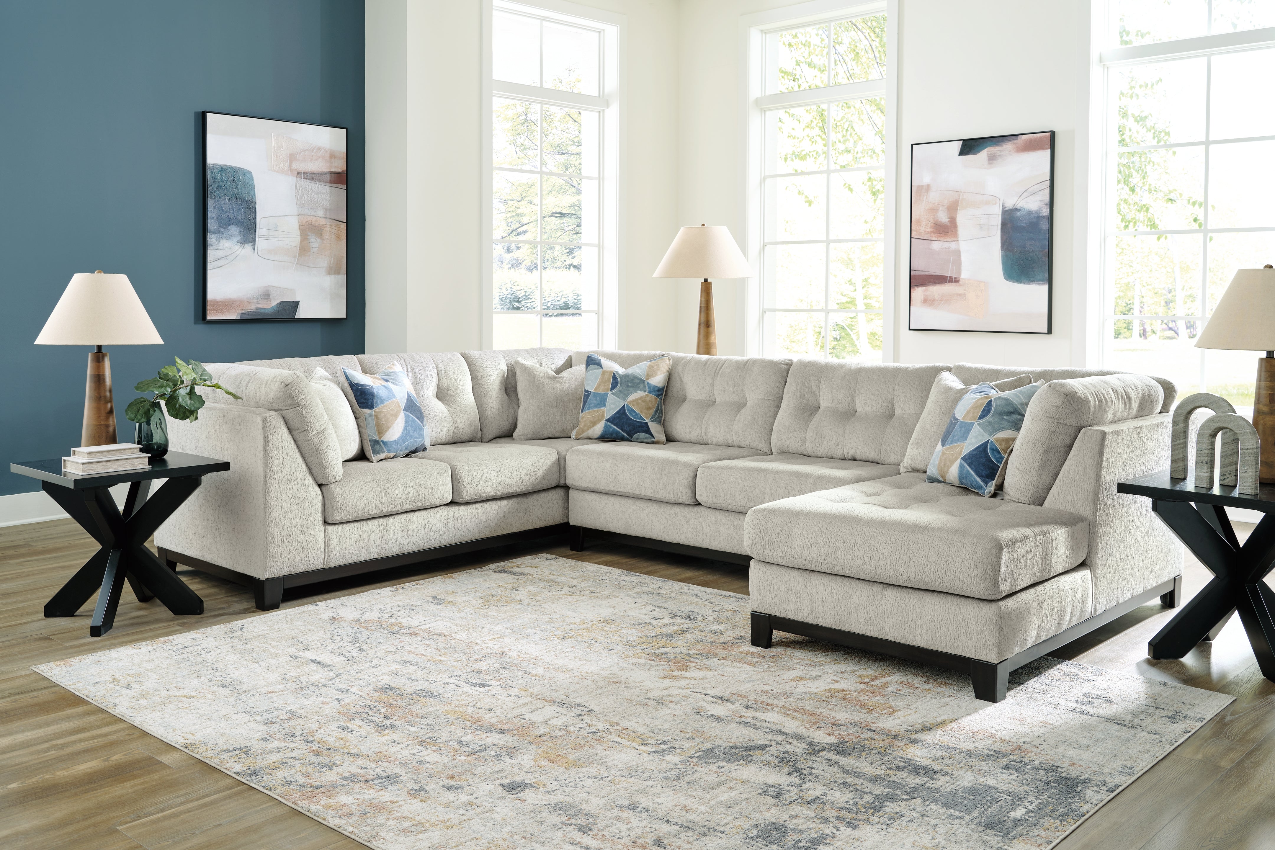 Ashley Furniture - MAXON PLACE STONE 3 PIECE SECTIONAL - Beige Fabric - Sectionals - Additional View 5