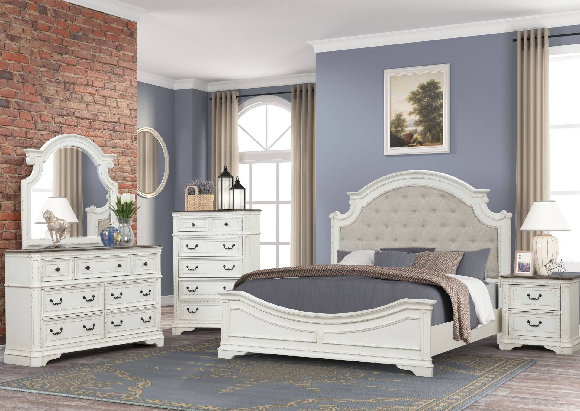 Haven White Queen Upholstered Bed - Additional View 2
