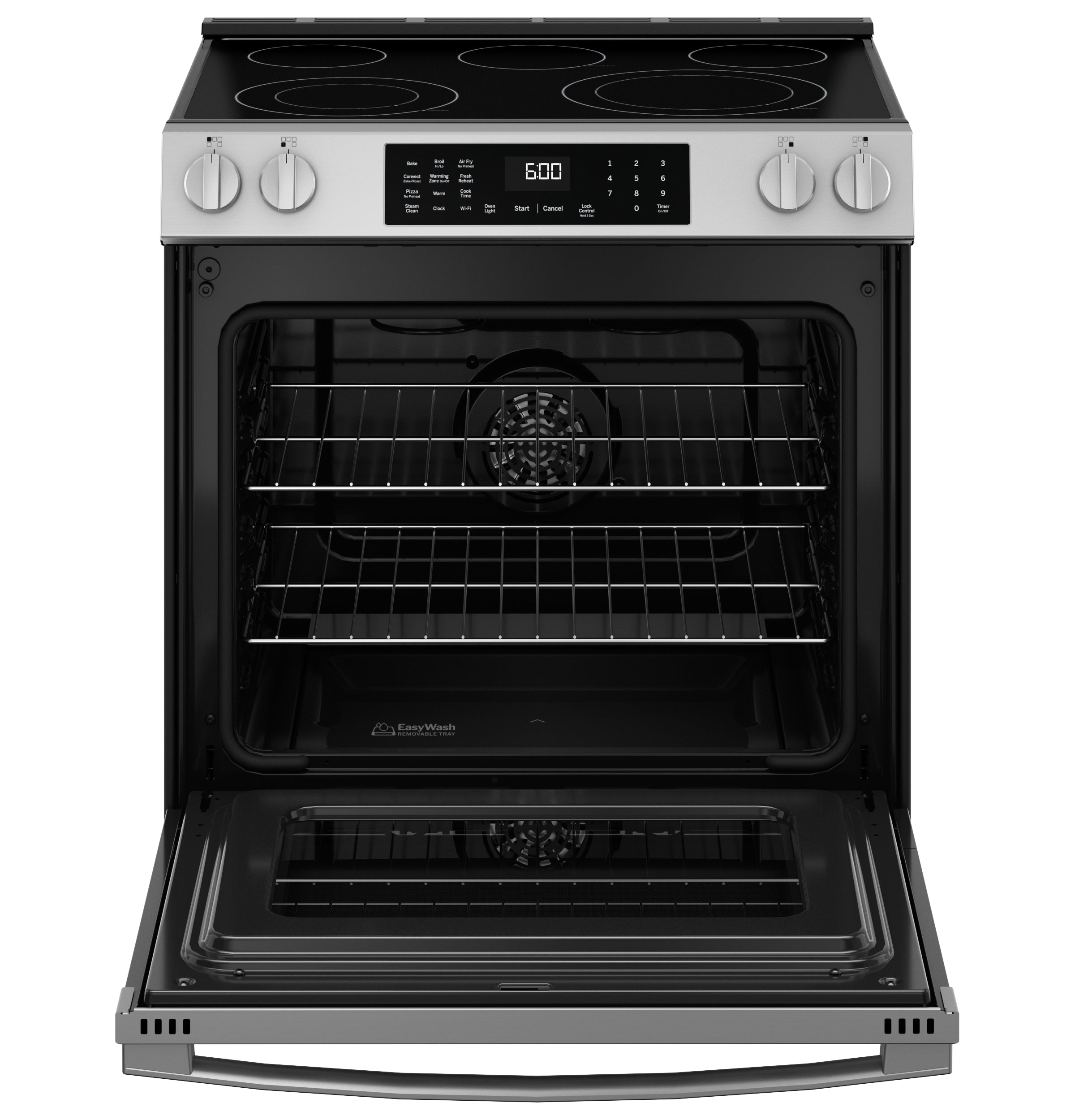 GE STAINLESS ELECTRIC SLIDE-IN CONVECTION RANGE WITH AIR FRY - Pearl Silver|Black - Ranges - Additional View 3