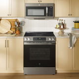 GE STAINLESS ELECTRIC SLIDE-IN CONVECTION RANGE WITH AIR FRY - Pearl Silver|Black - Ranges - Additional View 6