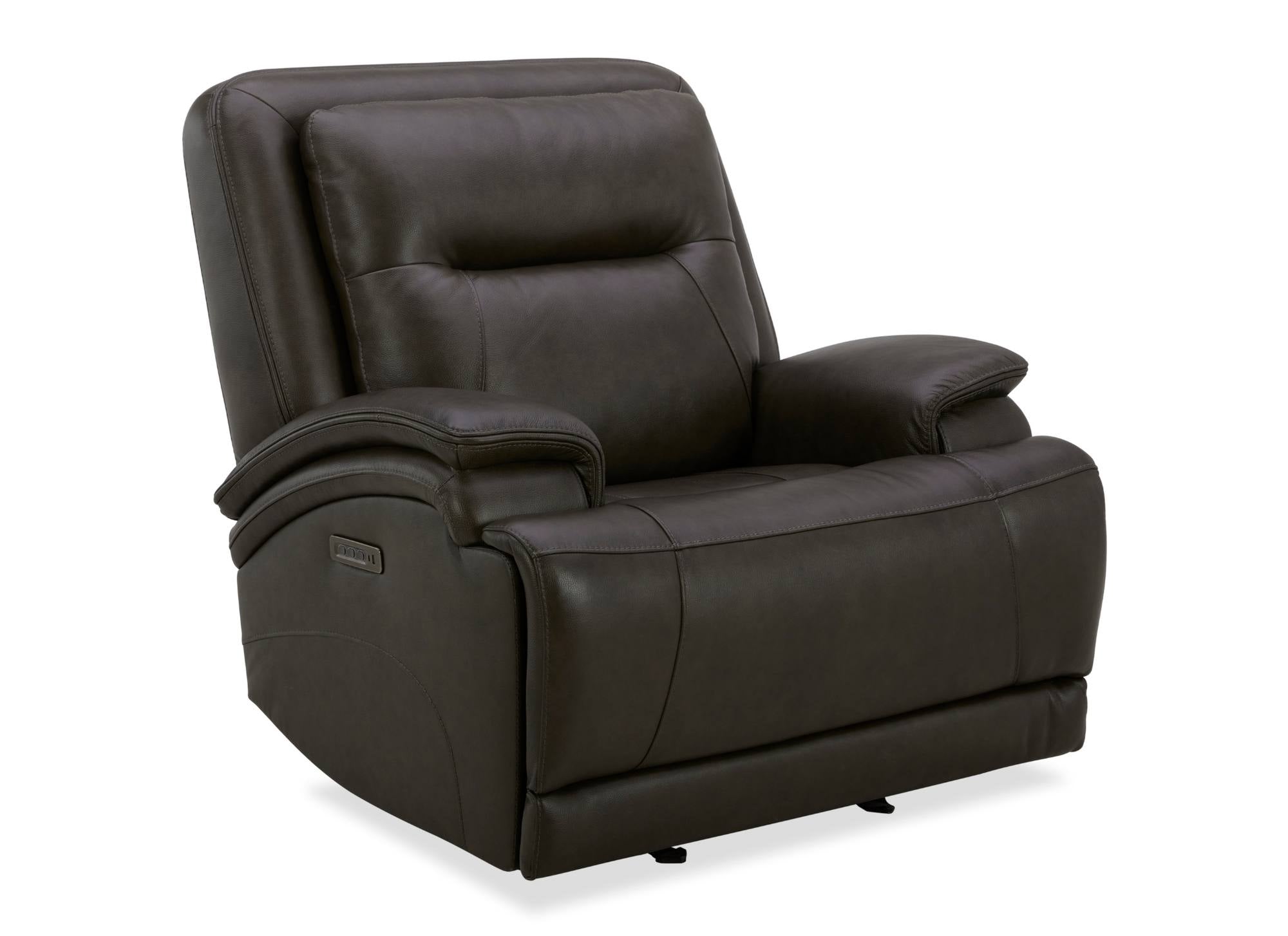BROCKTON CHOCOLATE LEATHER 3P POWER RECLINER WITH POWER HEADREST AND LUMBAR
