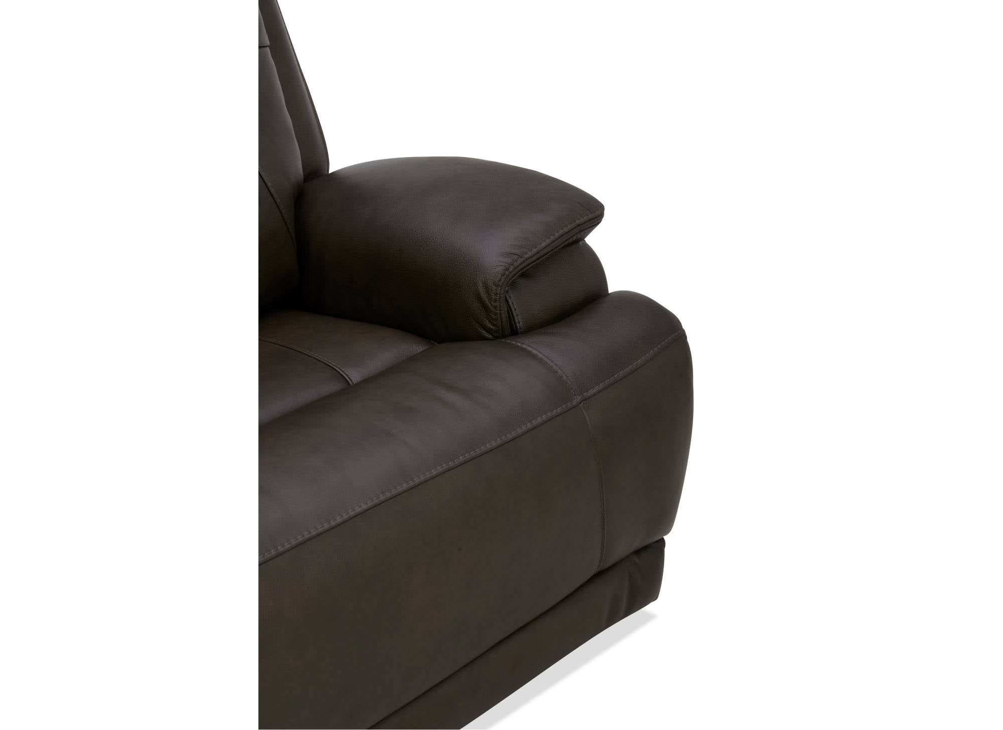 BROCKTON CHOCOLATE LEATHER 3P POWER RECLINER WITH POWER HEADREST AND LUMBAR - Additional View 4