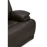 BROCKTON CHOCOLATE LEATHER 3P POWER RECLINER WITH POWER HEADREST AND LUMBAR - Additional View 4