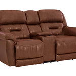 Laredo Leather Power Loveseat With Console - Saddle