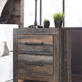 Ashley Furniture - Drystan Two Drawer Night Stand - Brown - Beige Wood - Nightstands