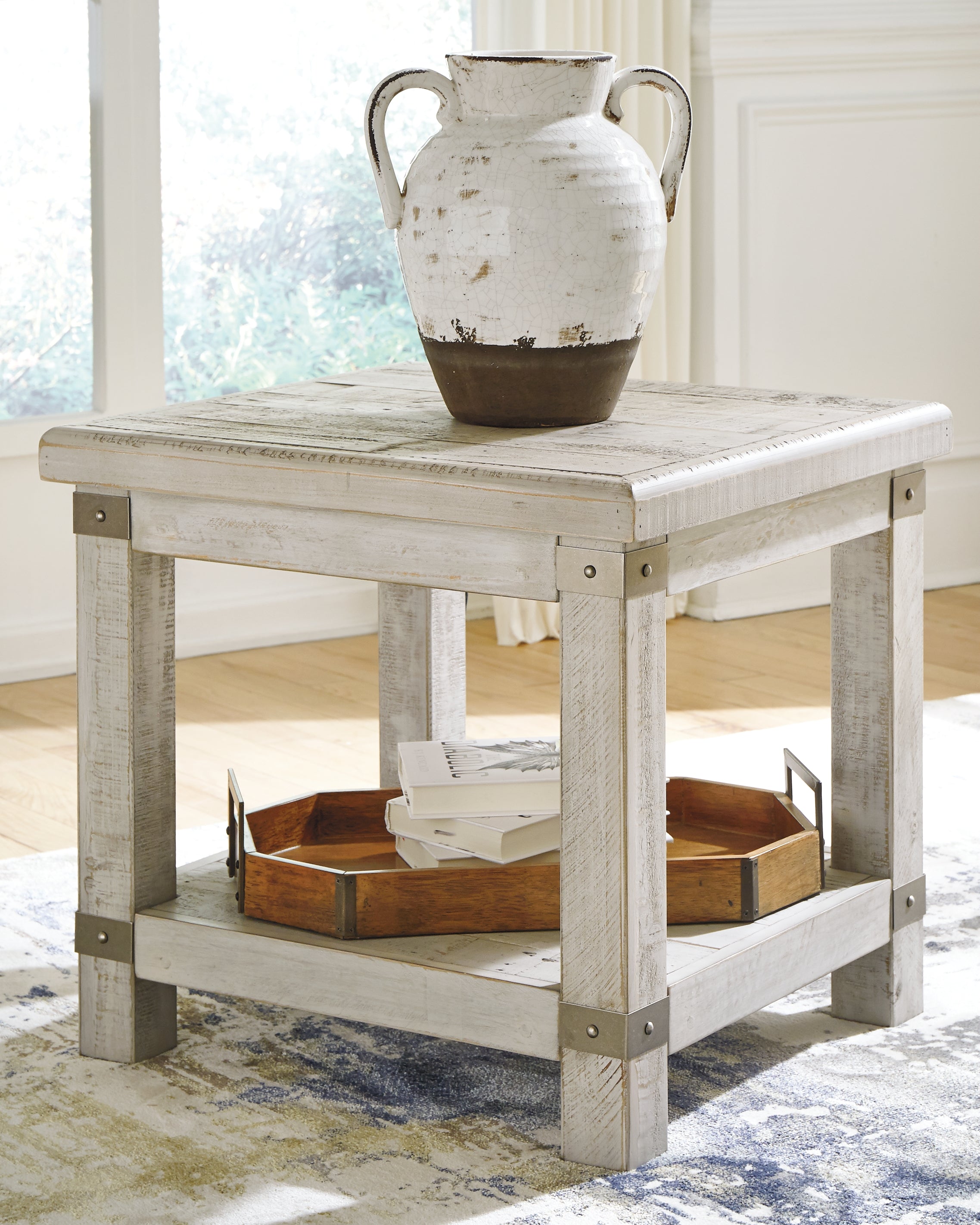 Ashley Furniture - CARYNHURST END TABLE - Pearl Silver Metal|Wood - Tables - Additional View 1
