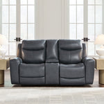 Ashley Furniture - MOMENTUM ADMIRAL LEATHER 2P POWER CONSOLE LOVESEAT - Blue Leather Match - Loveseats - Additional View 1