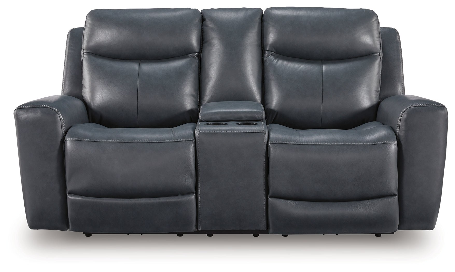 Ashley Furniture - MOMENTUM ADMIRAL LEATHER 2P POWER CONSOLE LOVESEAT - Blue Leather Match - Loveseats - Additional View 2