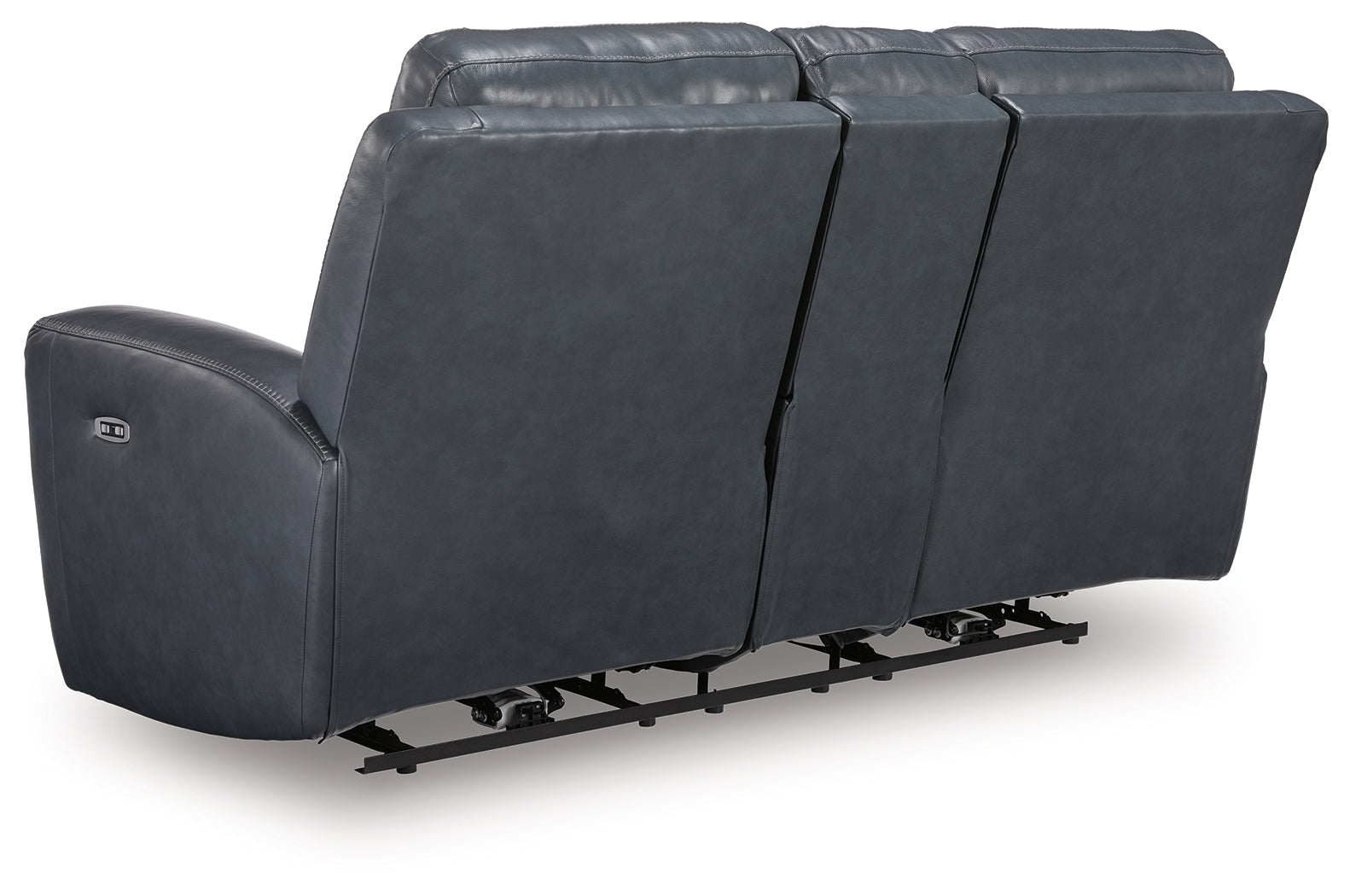 Ashley Furniture - MOMENTUM ADMIRAL LEATHER 2P POWER CONSOLE LOVESEAT - Blue Leather Match - Loveseats - Additional View 3