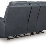 Ashley Furniture - MOMENTUM ADMIRAL LEATHER 2P POWER CONSOLE LOVESEAT - Blue Leather Match - Loveseats - Additional View 3