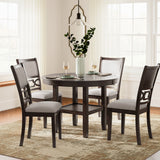 Ashley Furniture - Langwest 5 Piece Dining Set - Dark Brown Fabric|Wood - Dining Room Sets - Additional View 1
