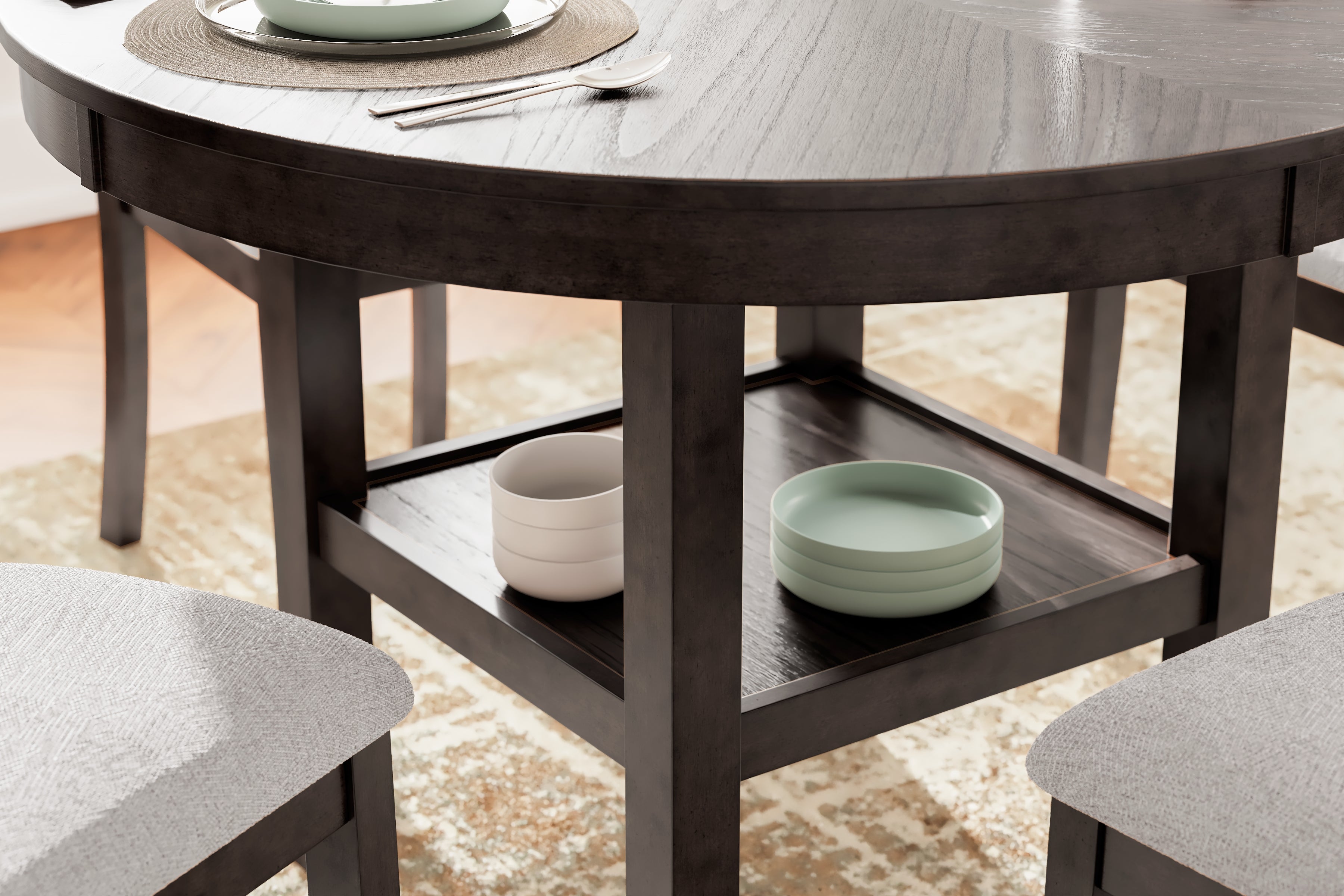 Ashley Furniture - Langwest 5 Piece Dining Set - Dark Brown Fabric|Wood - Dining Room Sets - Additional View 3