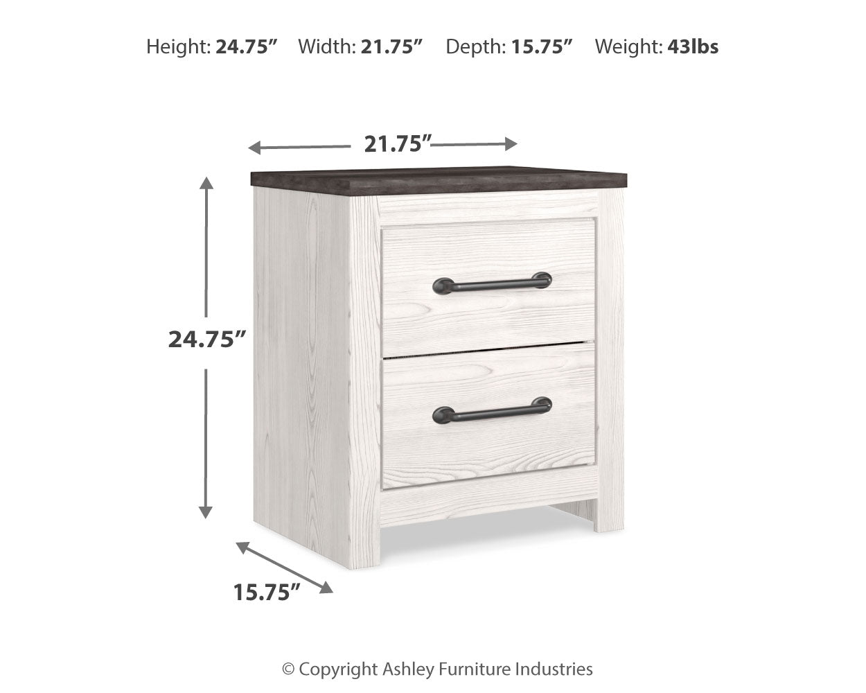 Ashley Furniture - GERRIDAN NIGHTSTAND - White Wood - Nightstands - Additional View 7