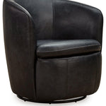 Ashley Furniture - Kierreys 100% Leather Swivel Chair - Midnight - Black - Chairs