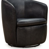 Ashley Furniture - Kierreys 100% Leather Swivel Chair - Midnight - Black - Chairs