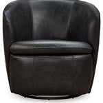 Ashley Furniture - Kierreys 100% Leather Swivel Chair - Midnight - Black - Chairs - Additional View 2