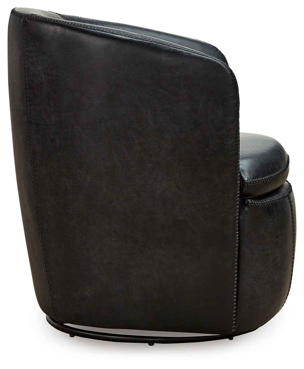 Ashley Furniture - Kierreys 100% Leather Swivel Chair - Midnight - Black - Chairs - Additional View 3
