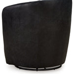 Ashley Furniture - Kierreys 100% Leather Swivel Chair - Midnight - Black - Chairs - Additional View 4