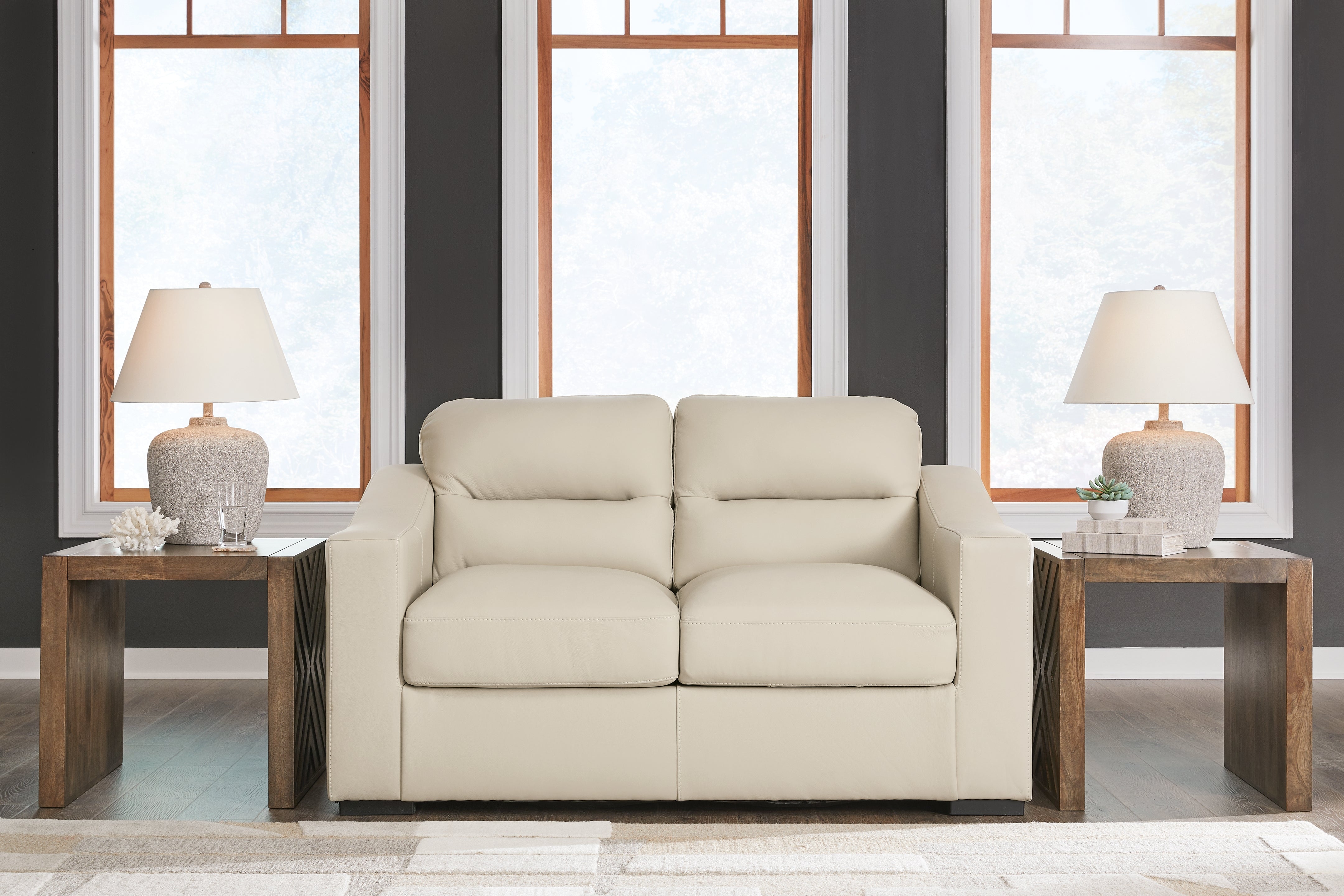 Ashley Furniture - TRESURE TROVE ALMOND LOVESEAT - White Leather Match - Loveseats - Additional View 1