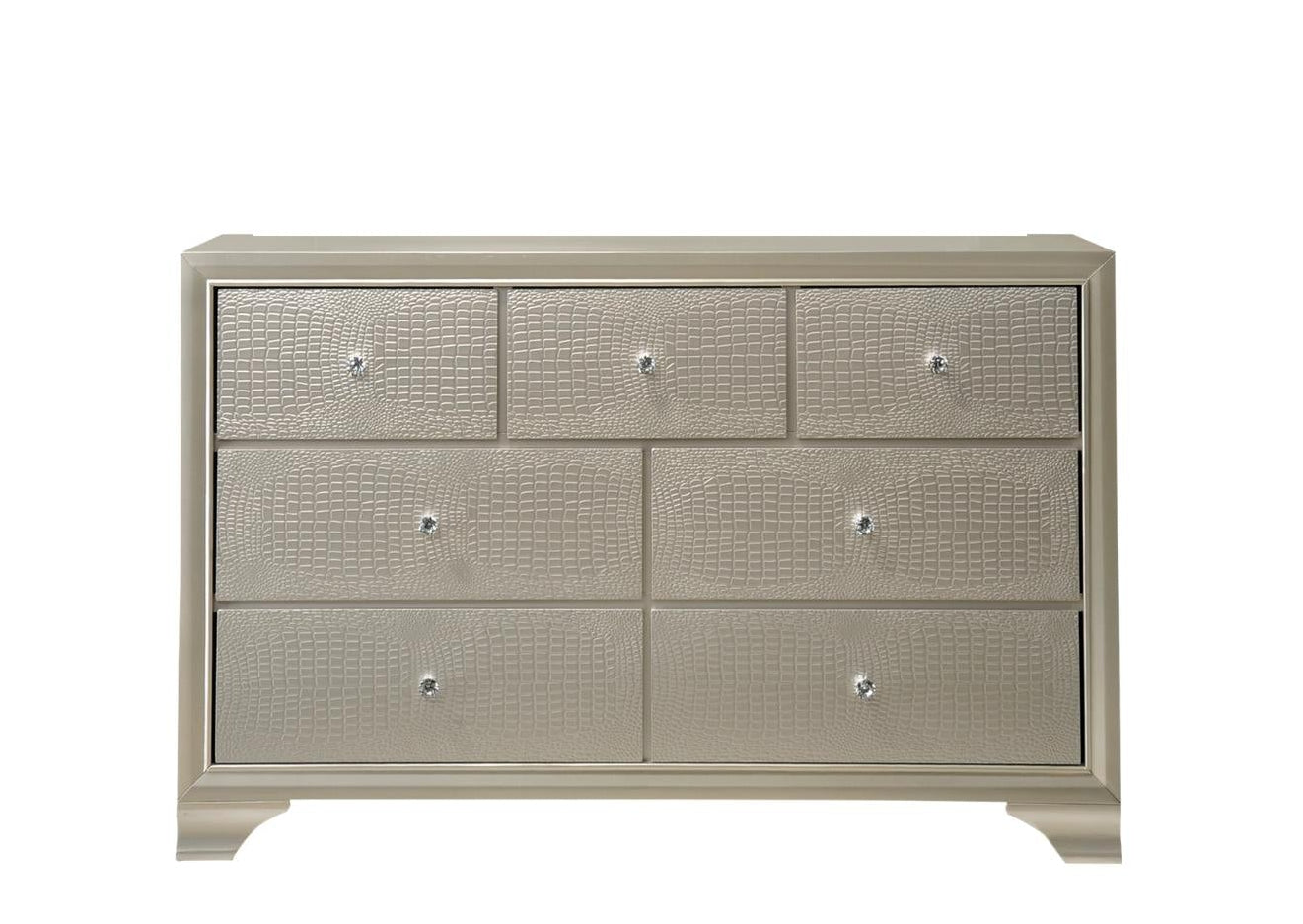 champagne dresser LORAINE Crafted from durable poplar solids and birch veneers Platine de Royale Dresser (Champagne)