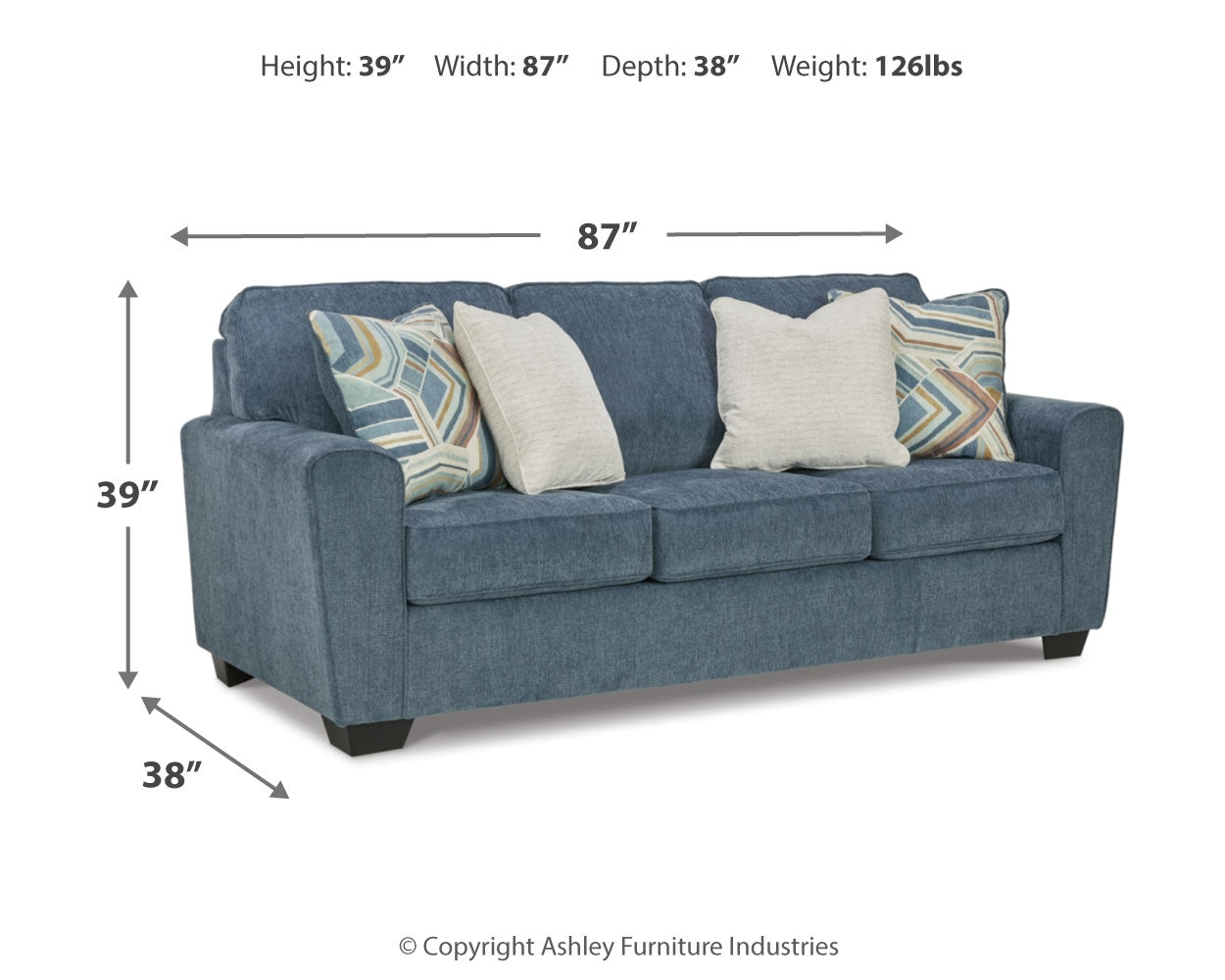 Ashley Furniture - Cashton Blue Sofa - Fabric - Sofas - Additional View 3
