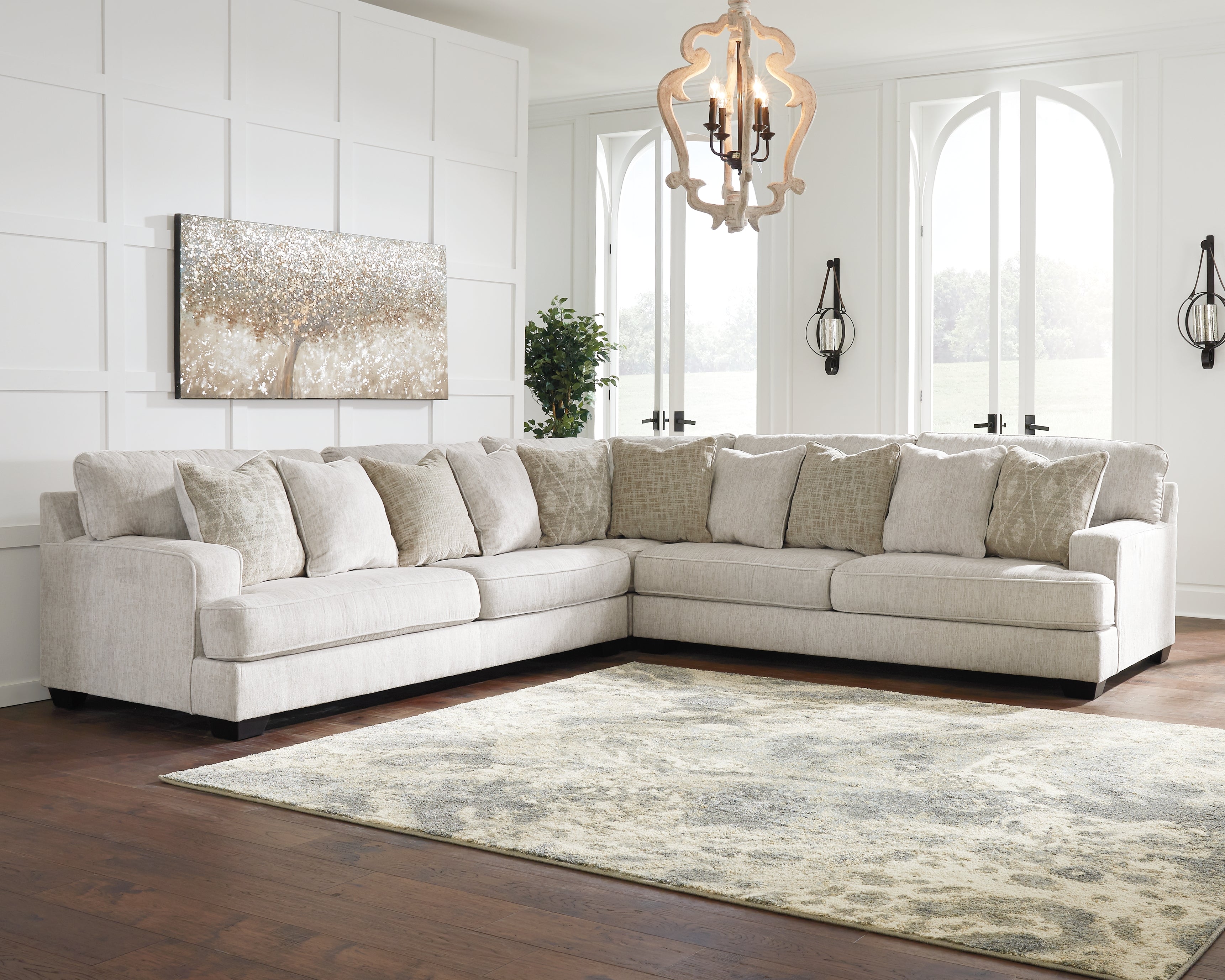 Ashley Furniture - Rawcliffe Parchment 3 Piece Sectional - Beige Fabric - Sectionals - Additional View 2