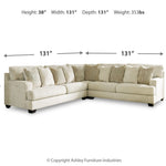Ashley Furniture - Rawcliffe Parchment 3 Piece Sectional - Beige Fabric - Sectionals - Additional View 3