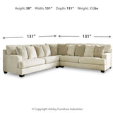 Ashley Furniture - Rawcliffe Parchment 3 Piece Sectional - Beige Fabric - Sectionals - Additional View 3