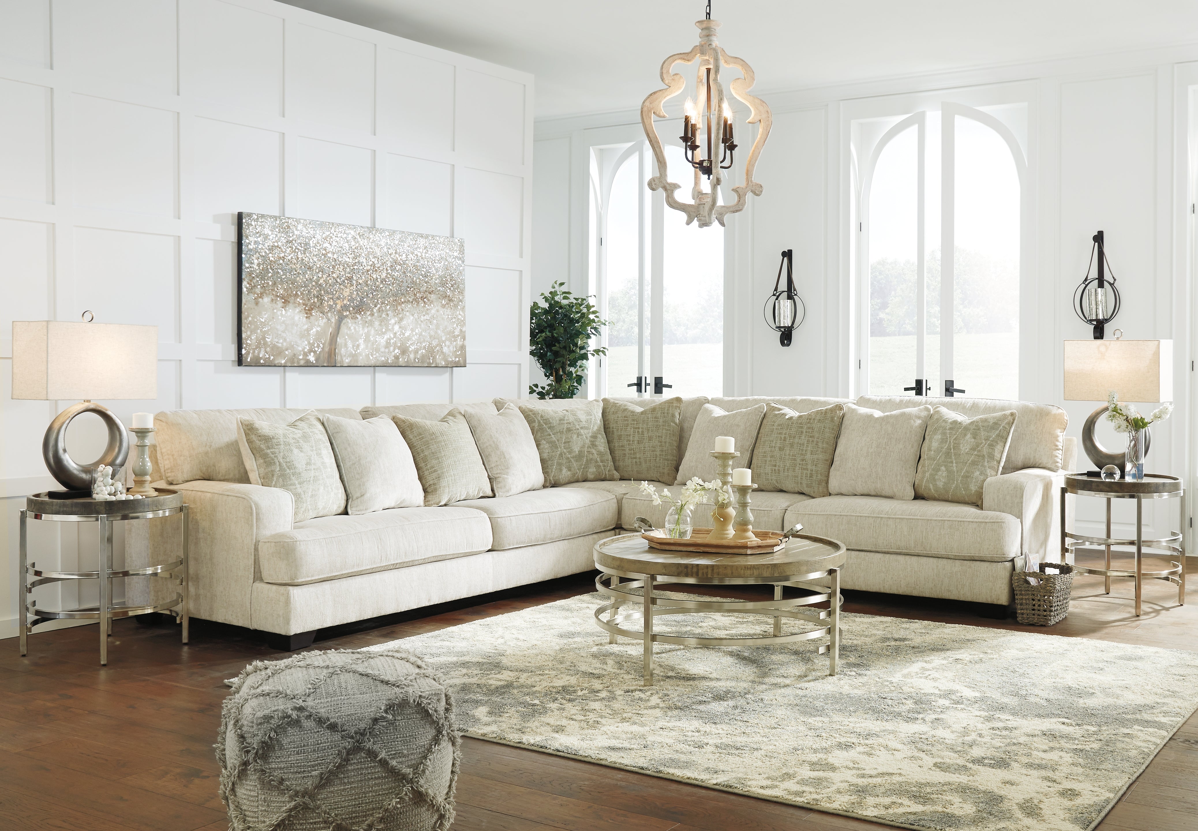 Ashley Furniture - Rawcliffe Parchment 3 Piece Sectional - Beige Fabric - Sectionals - Additional View 4