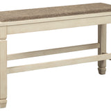 Ashley Furniture - Bolanburg Counter Dining Bench - Beige Fabric|Wood - Benches