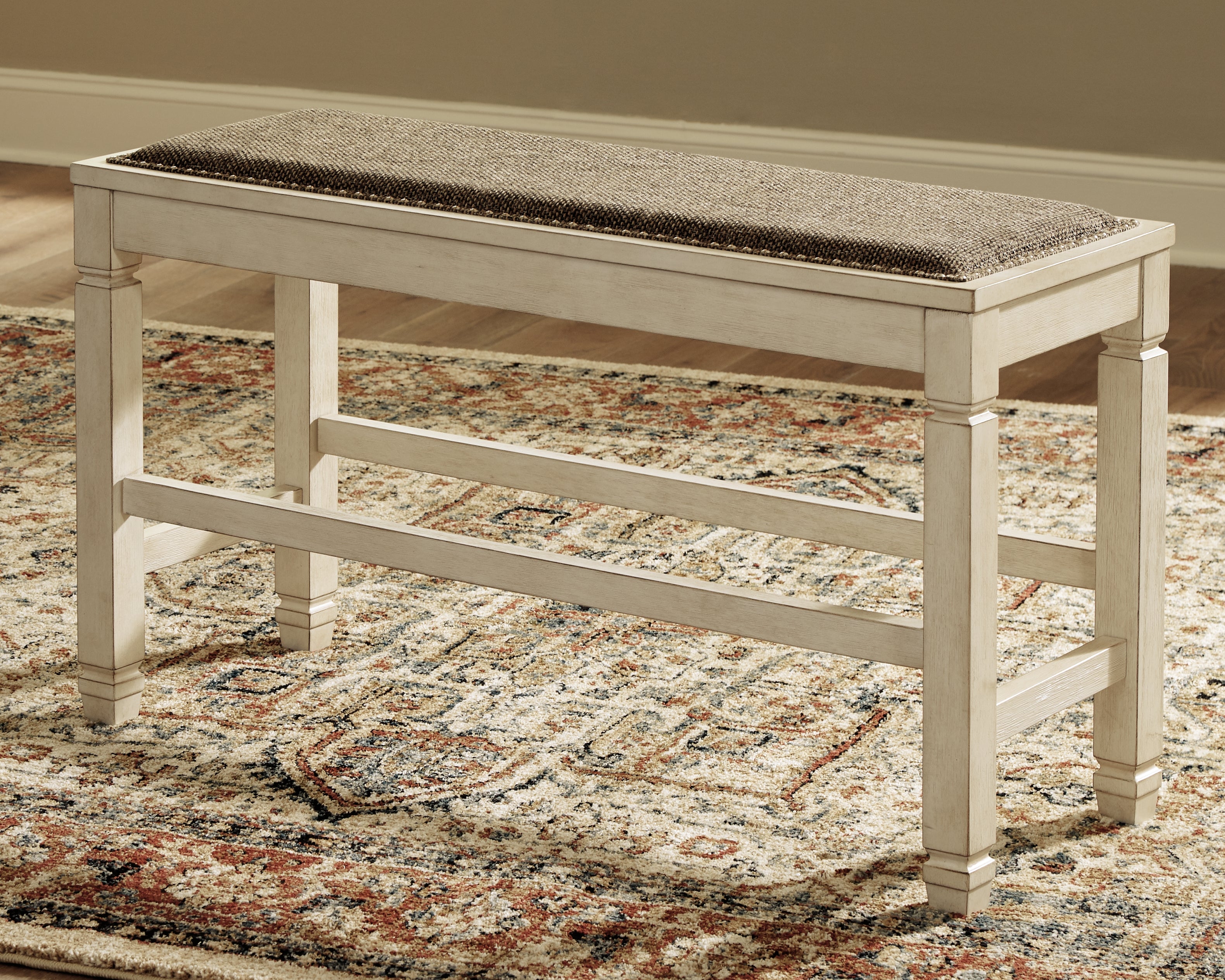Ashley Furniture - Bolanburg Counter Dining Bench - Beige Fabric|Wood - Benches - Additional View 1