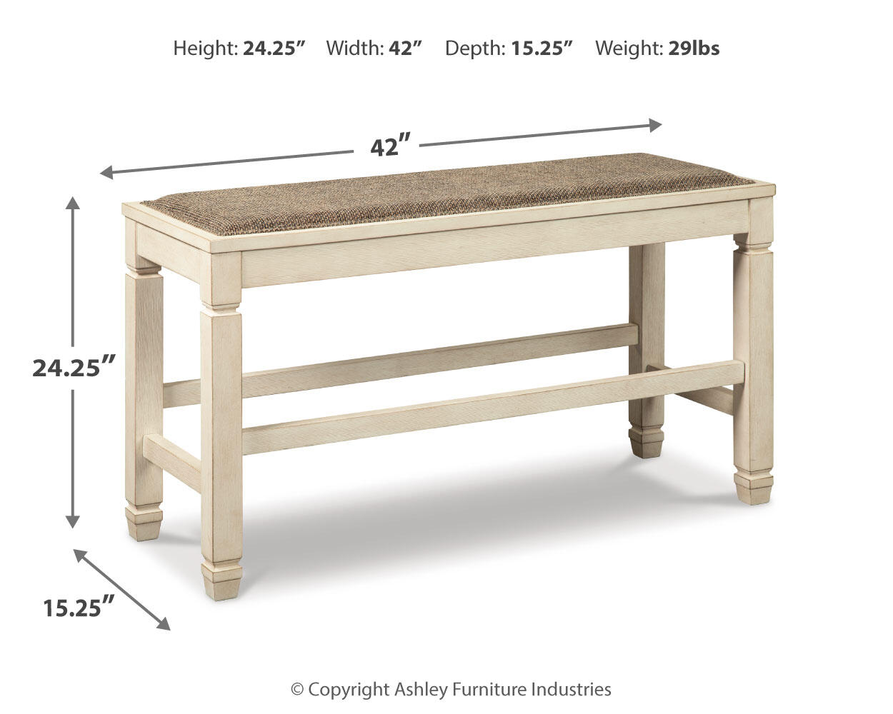 Ashley Furniture - Bolanburg Counter Dining Bench - Beige Fabric|Wood - Benches - Additional View 9