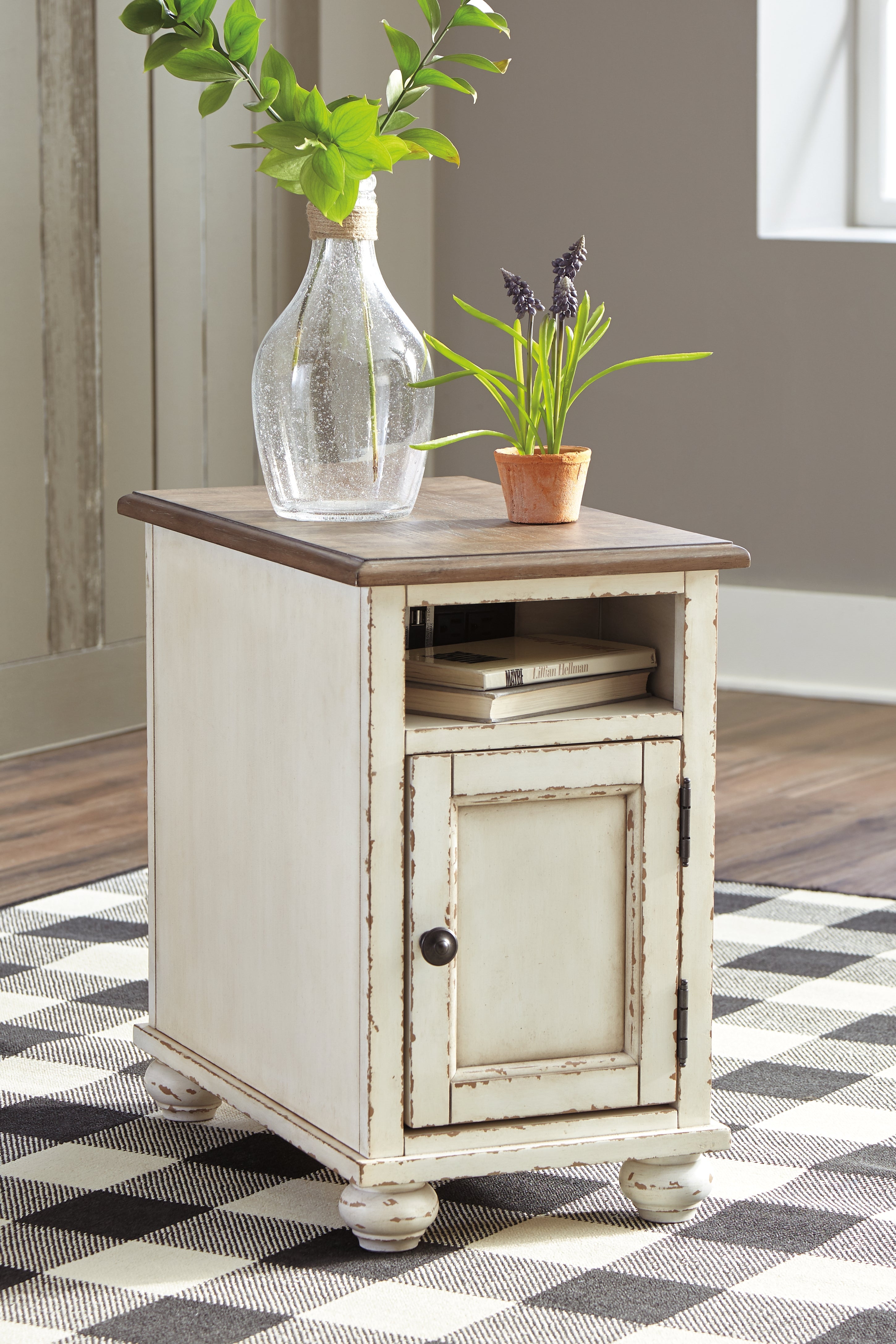 Ashley Furniture - REALYN CHAIR SIDE POWER END TABLE - Light Brown Wood - Tables - Additional View 2