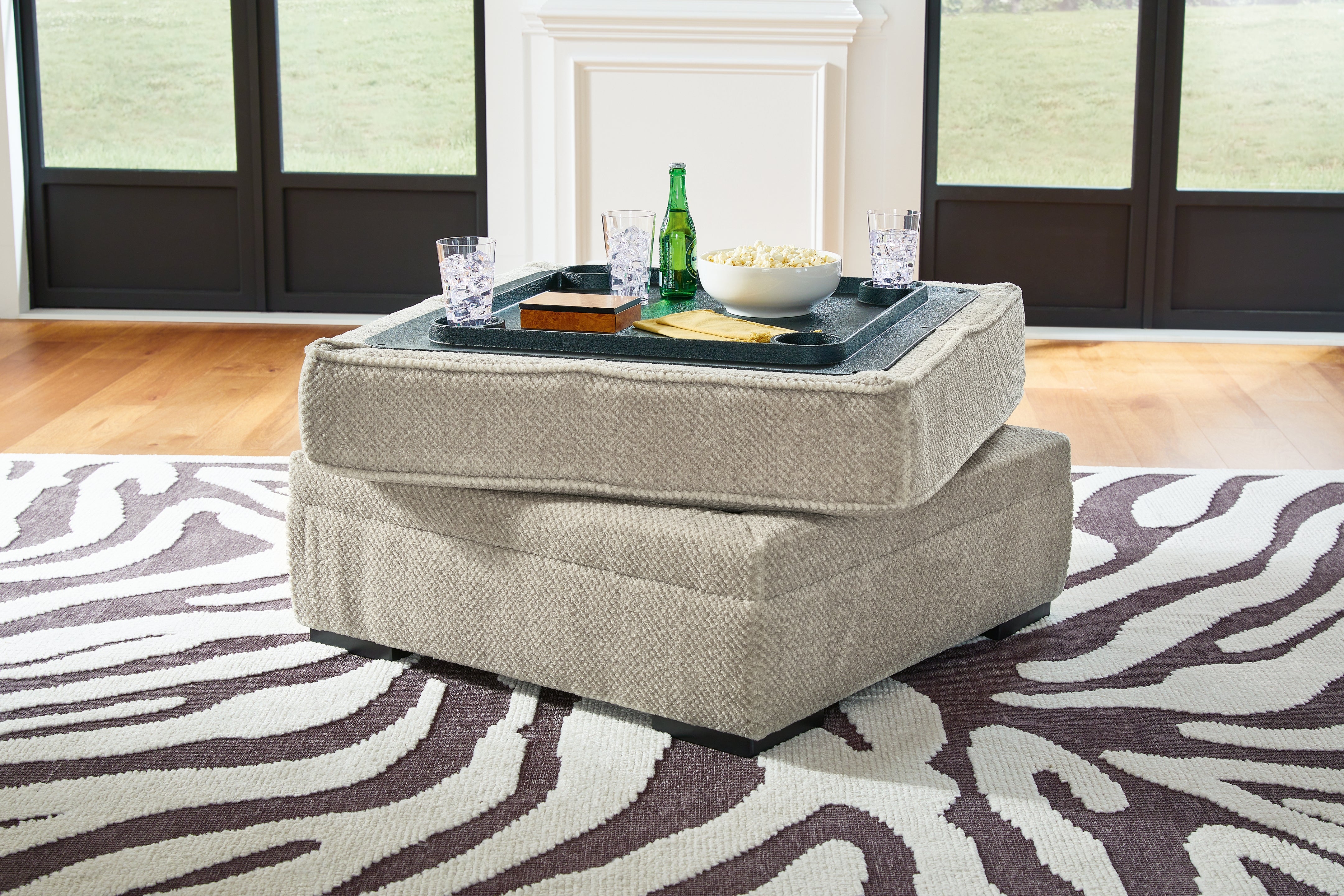 Ashley Furniture - Calnita Ottoman - Beige Fabric - Ottomans - Additional View 5
