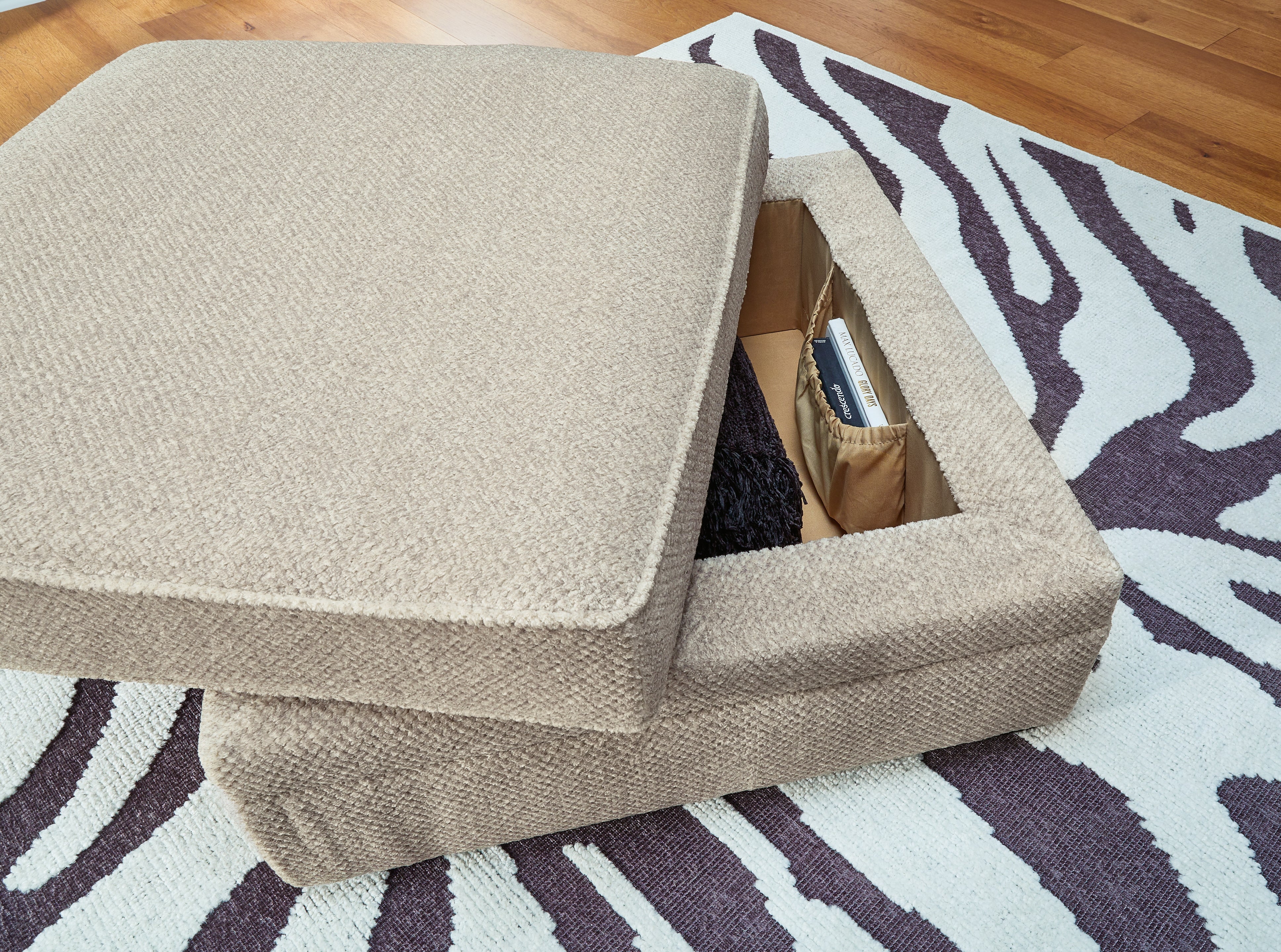 Ashley Furniture - Calnita Ottoman - Beige Fabric - Ottomans - Additional View 6