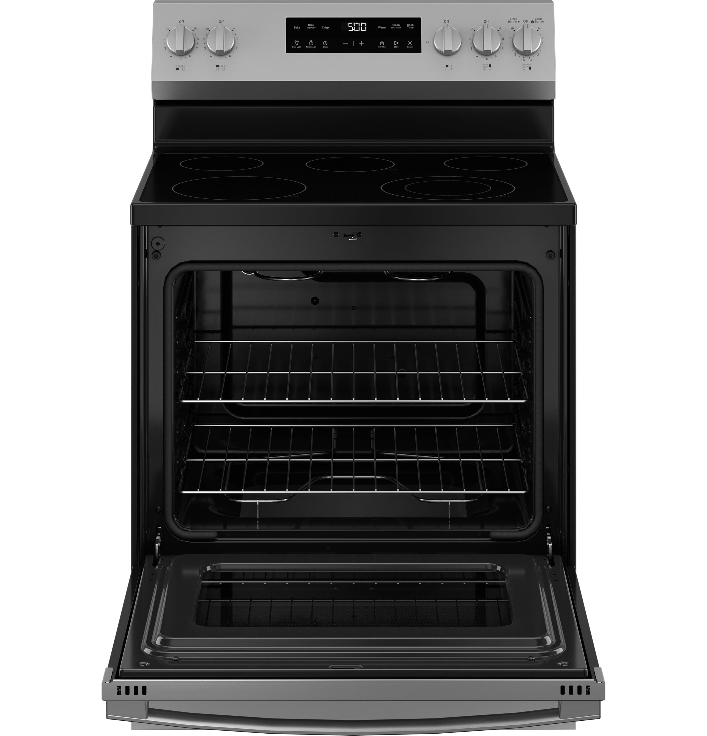 GE STAINLESS ELECTRIC FREE-STANDING SELF CLEANING RANGE - Pearl Silver|Black - Ranges - Additional View 2