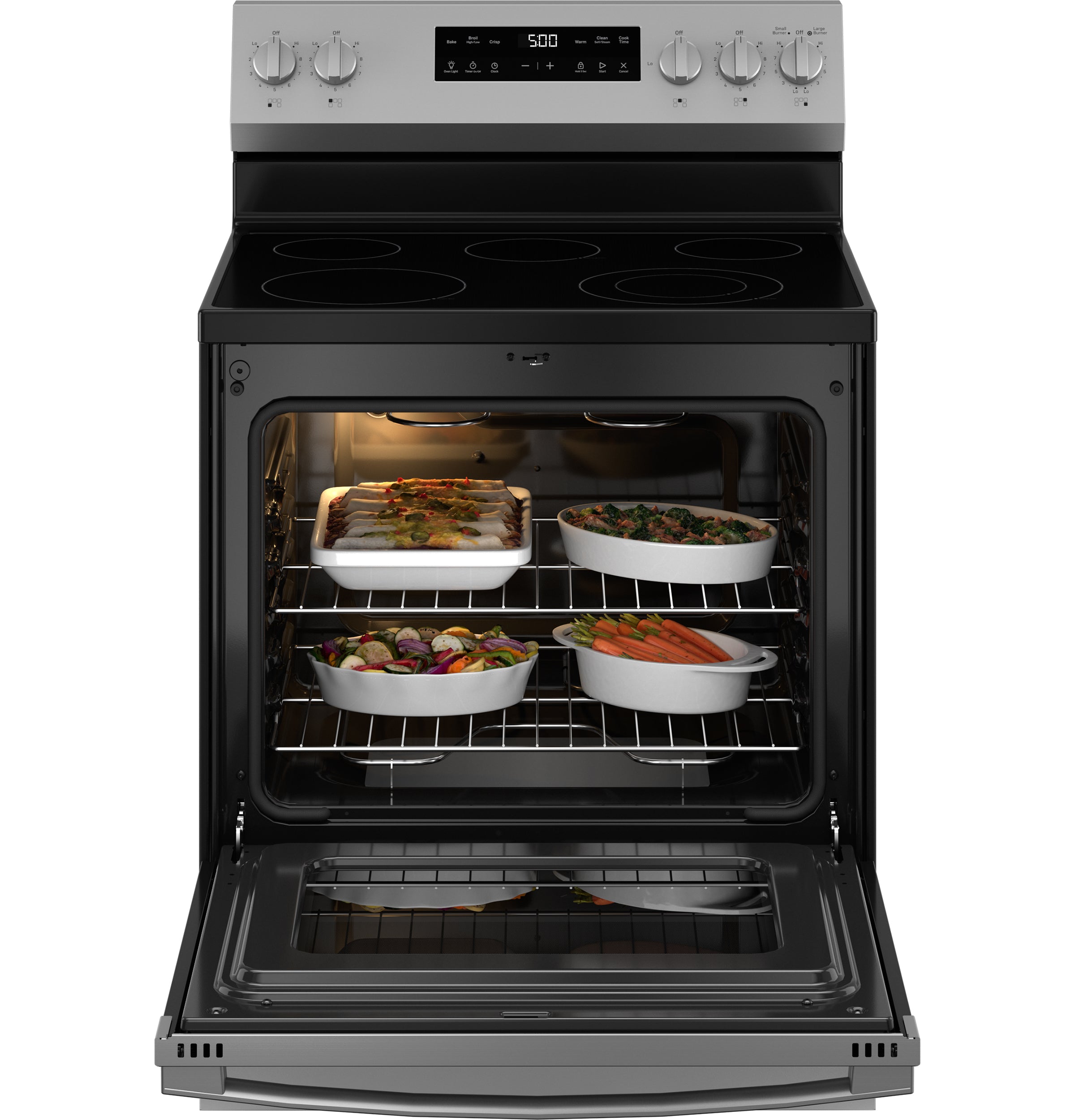 GE STAINLESS ELECTRIC FREE-STANDING SELF CLEANING RANGE - Pearl Silver|Black - Ranges - Additional View 3