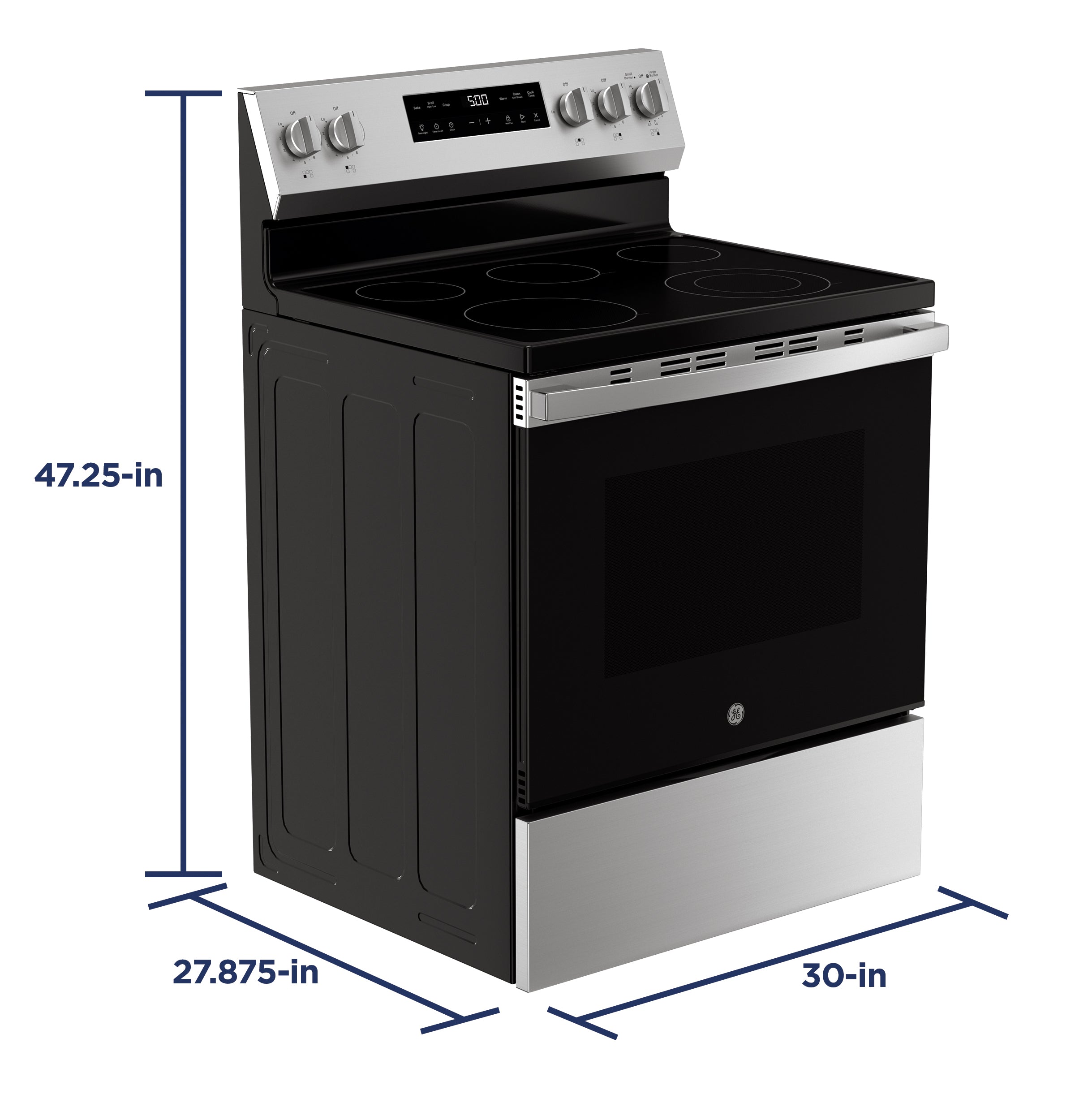 GE STAINLESS ELECTRIC FREE-STANDING SELF CLEANING RANGE - Pearl Silver|Black - Ranges - Additional View 22