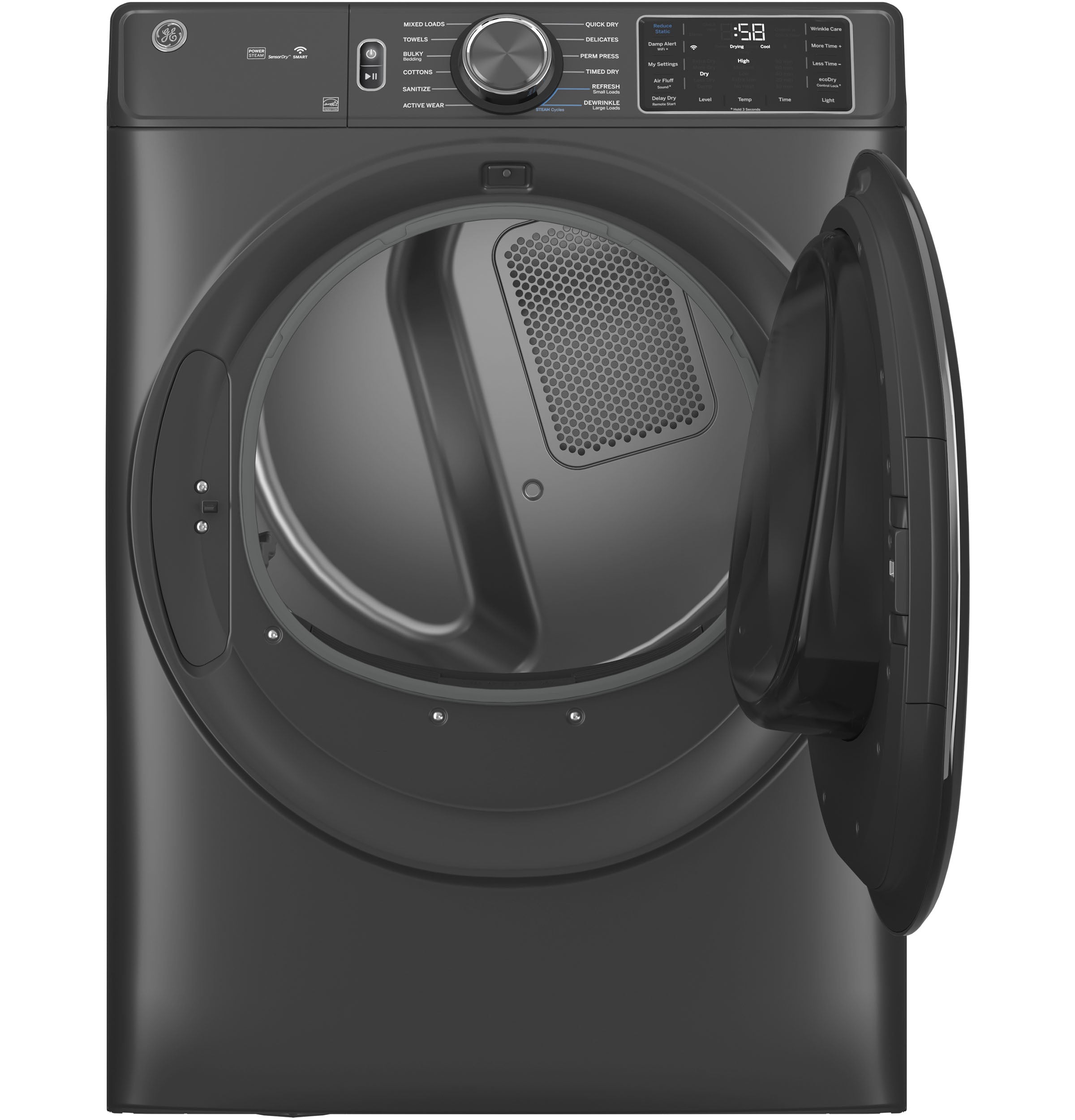 GE CARBON GRAPHITE FRONT LOAD ELECTRIC 7.8CU STEAM DRYER - Black - Dryers - Additional View 2