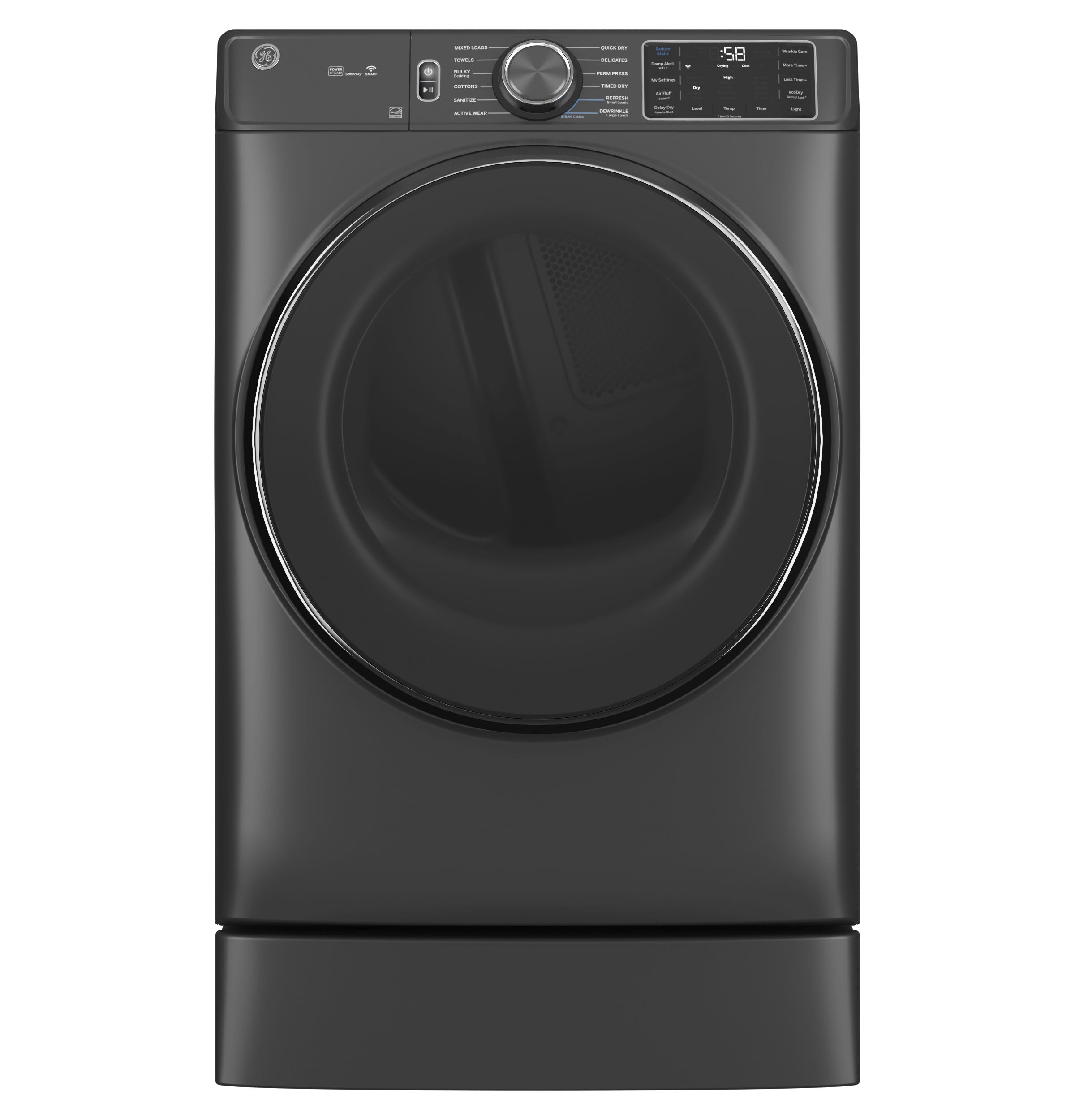 GE CARBON GRAPHITE FRONT LOAD ELECTRIC 7.8CU STEAM DRYER - Black - Dryers - Additional View 9