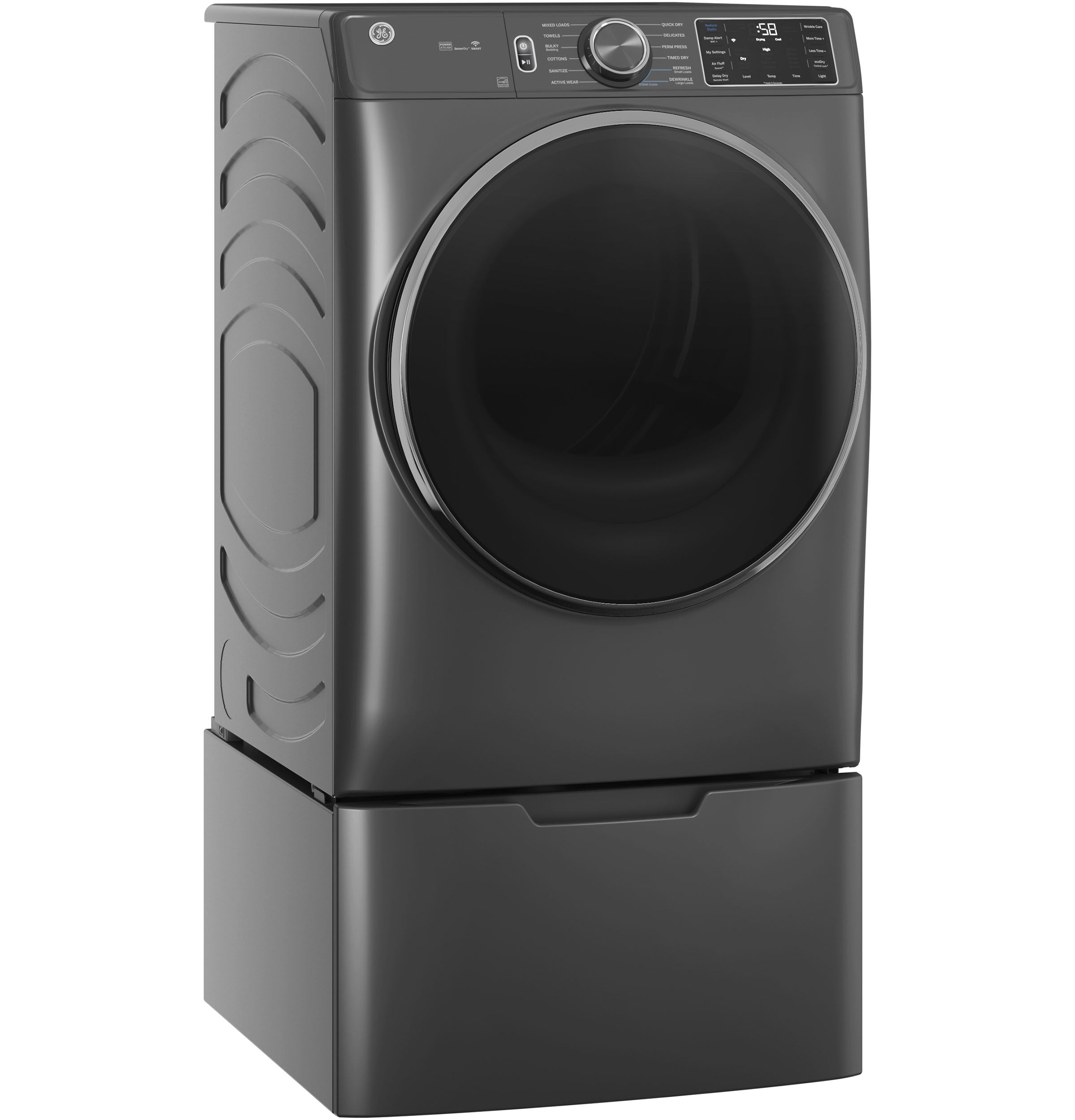 GE CARBON GRAPHITE FRONT LOAD ELECTRIC 7.8CU STEAM DRYER - Black - Dryers - Additional View 10