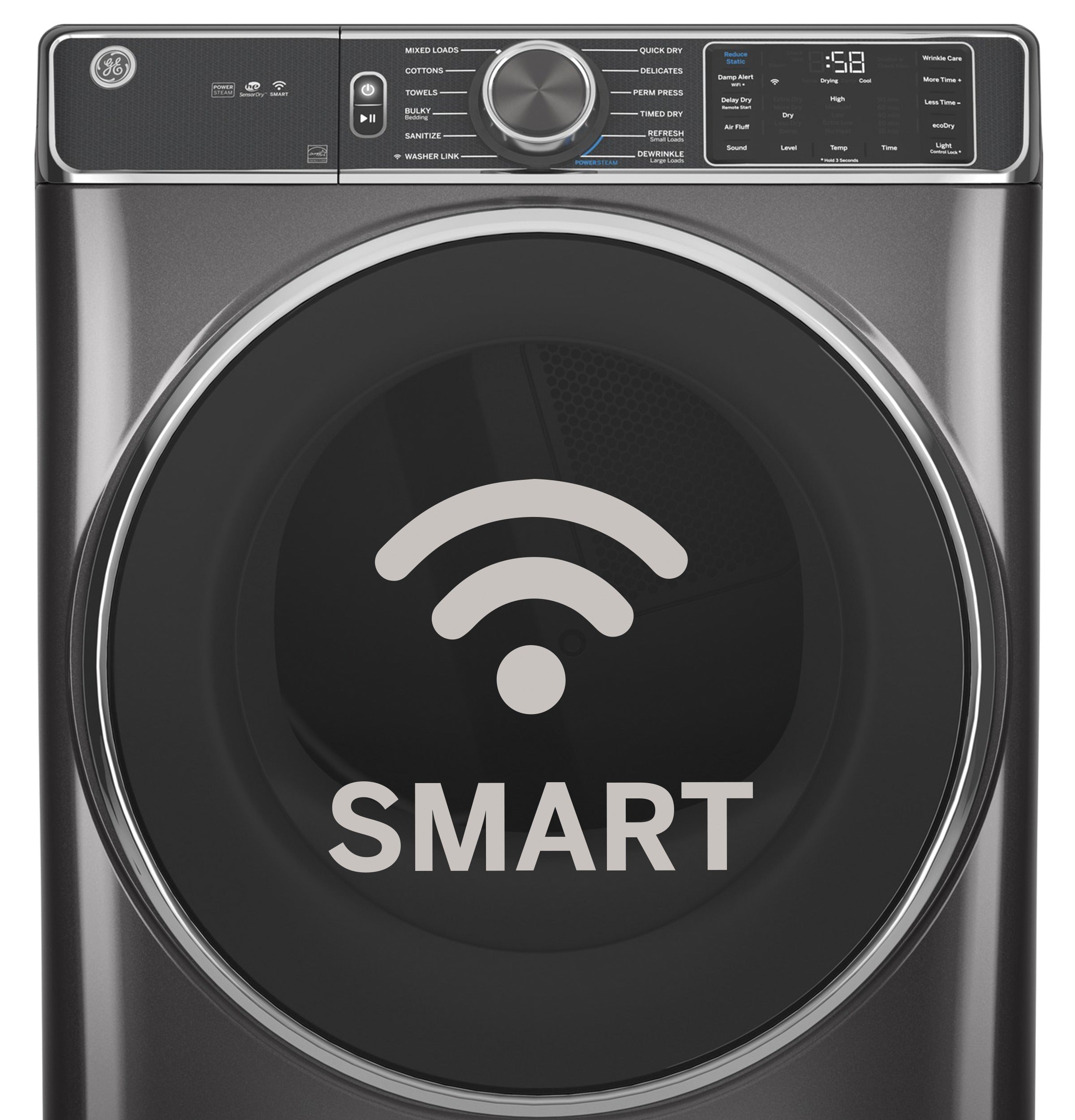 GE CARBON GRAPHITE FRONT LOAD ELECTRIC 7.8CU STEAM DRYER - Black - Dryers - Additional View 11
