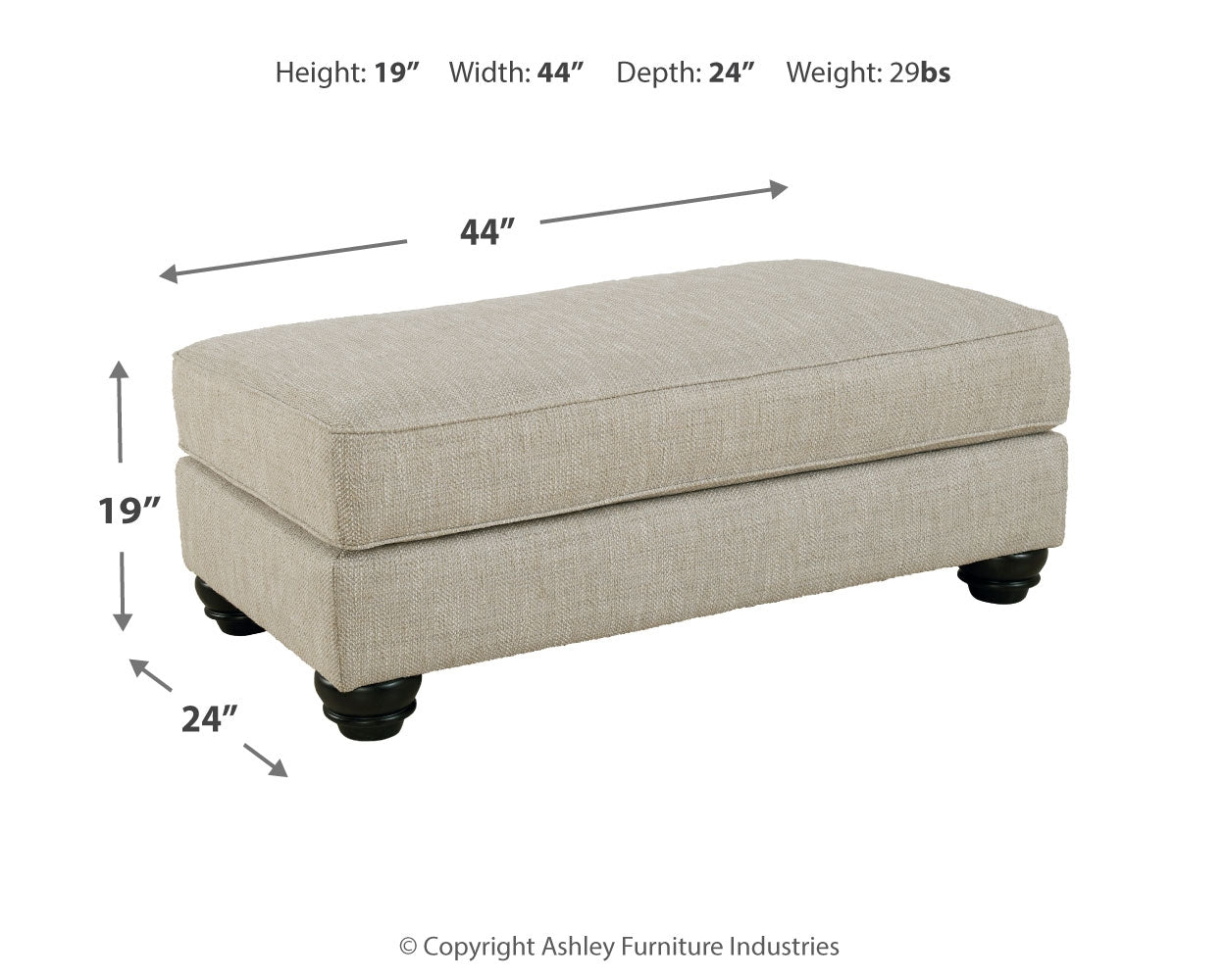 Ashley Furniture - ASANTI FOG OTTOMAN - Pearl Silver Fabric - Ottomans - Additional View 5