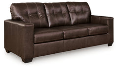 Ashley Furniture - Santorine Dark Brown Leather Sofa - Leather Match - Sofas