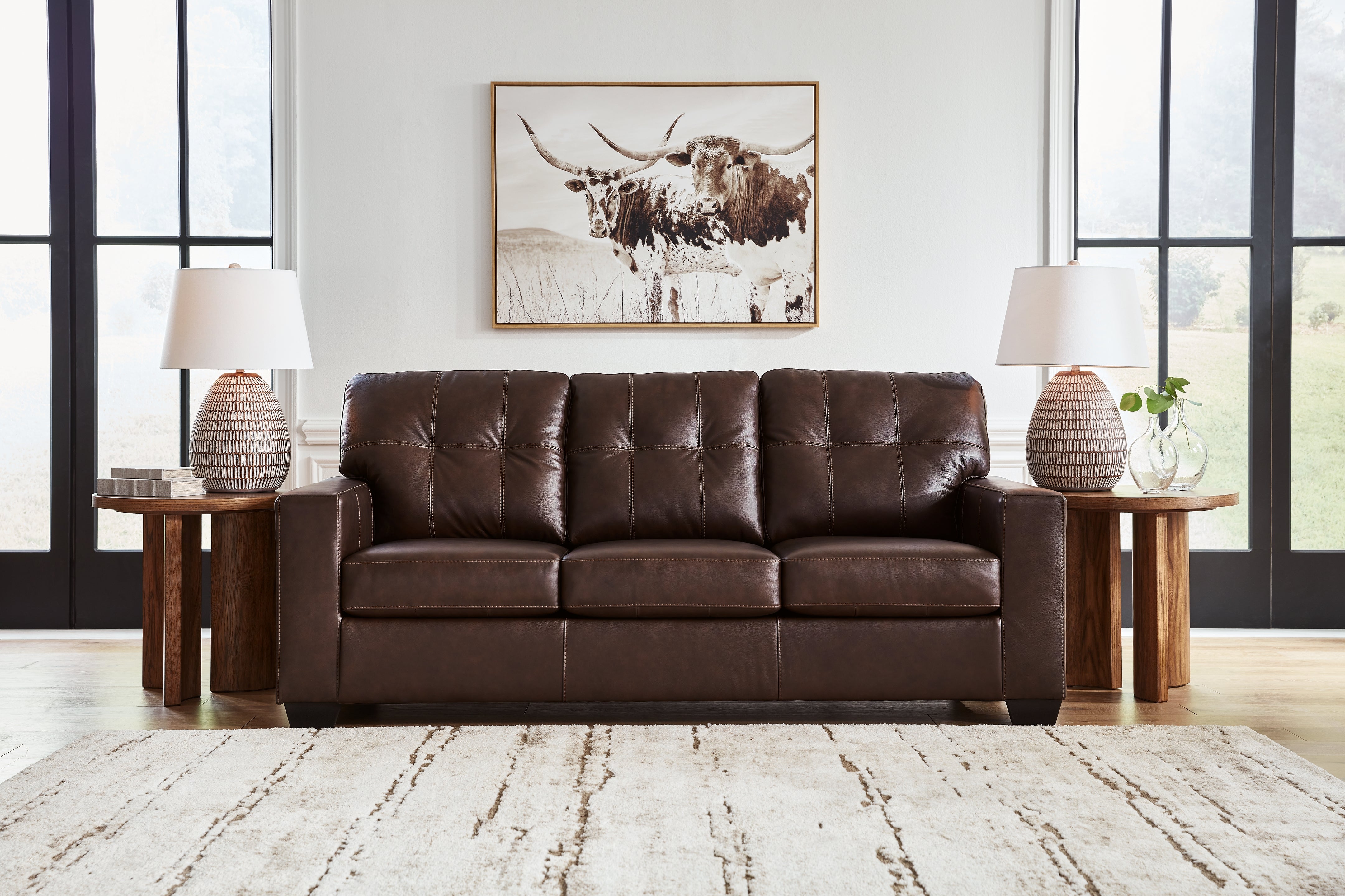 Ashley Furniture - Santorine Dark Brown Leather Sofa - Leather Match - Sofas - Additional View 1